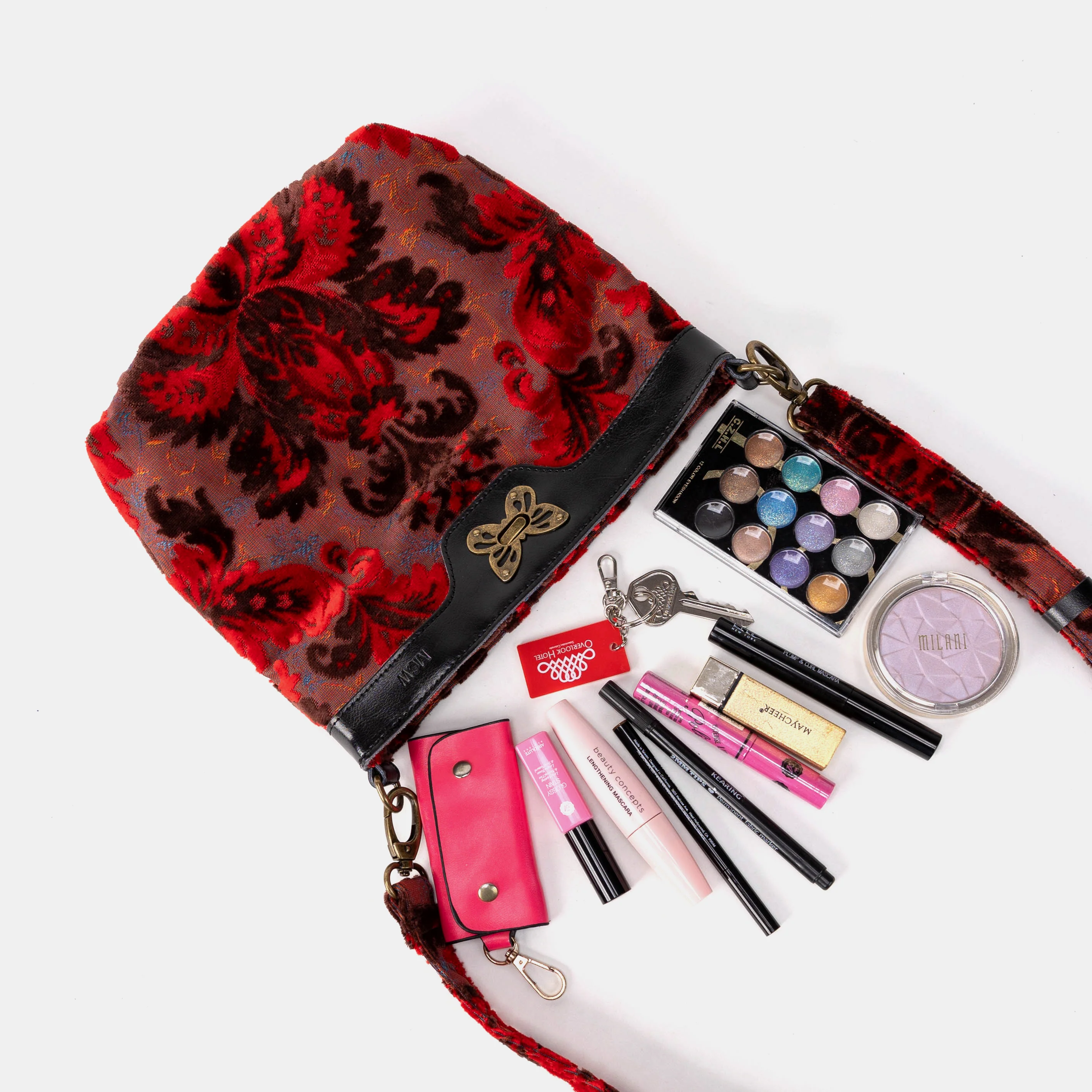 Burnout Velvet Revival Scarlet Butterfly Crossbody Bag - Image 2