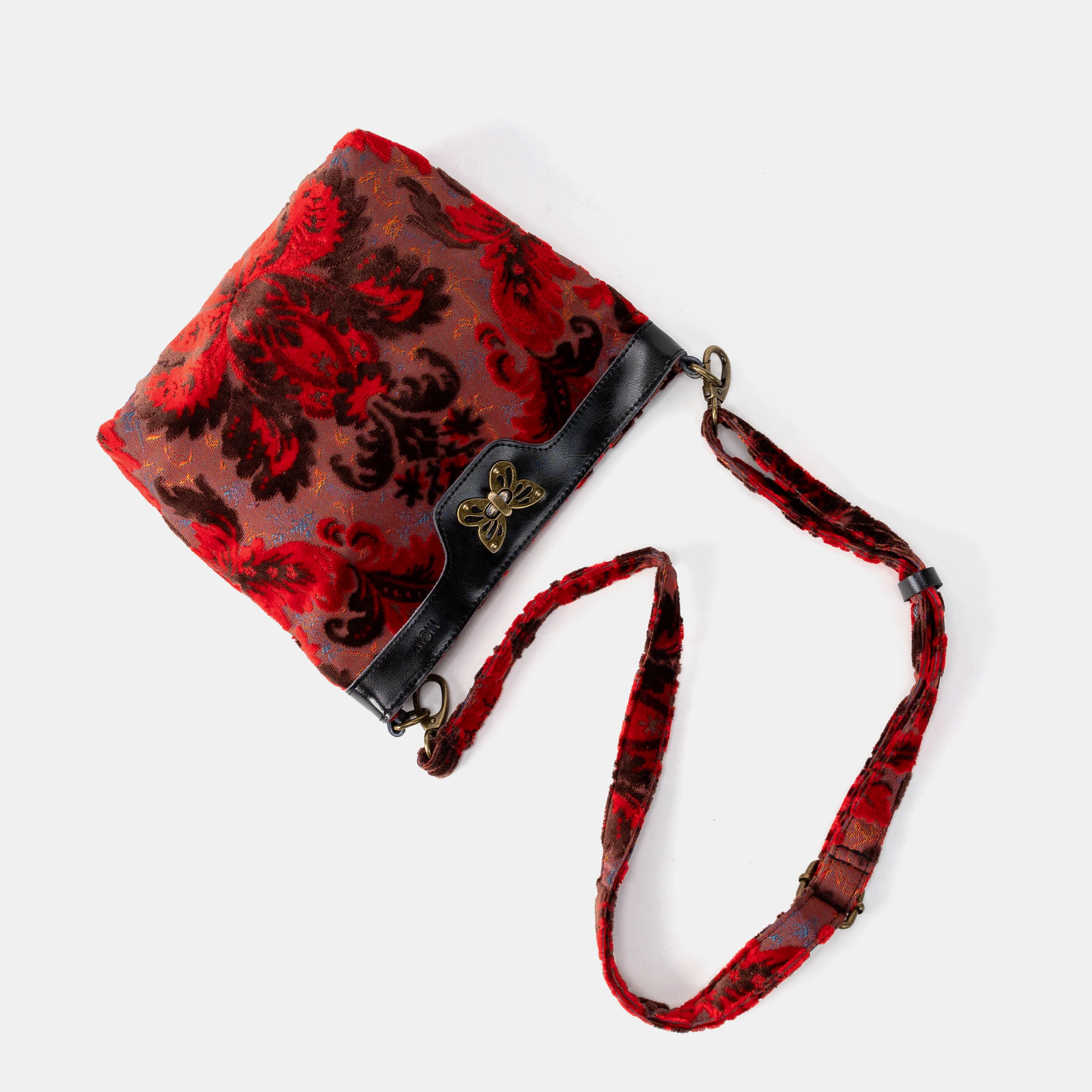 Burnout Velvet Revival Scarlet Butterfly Crossbody Bag - Image 3