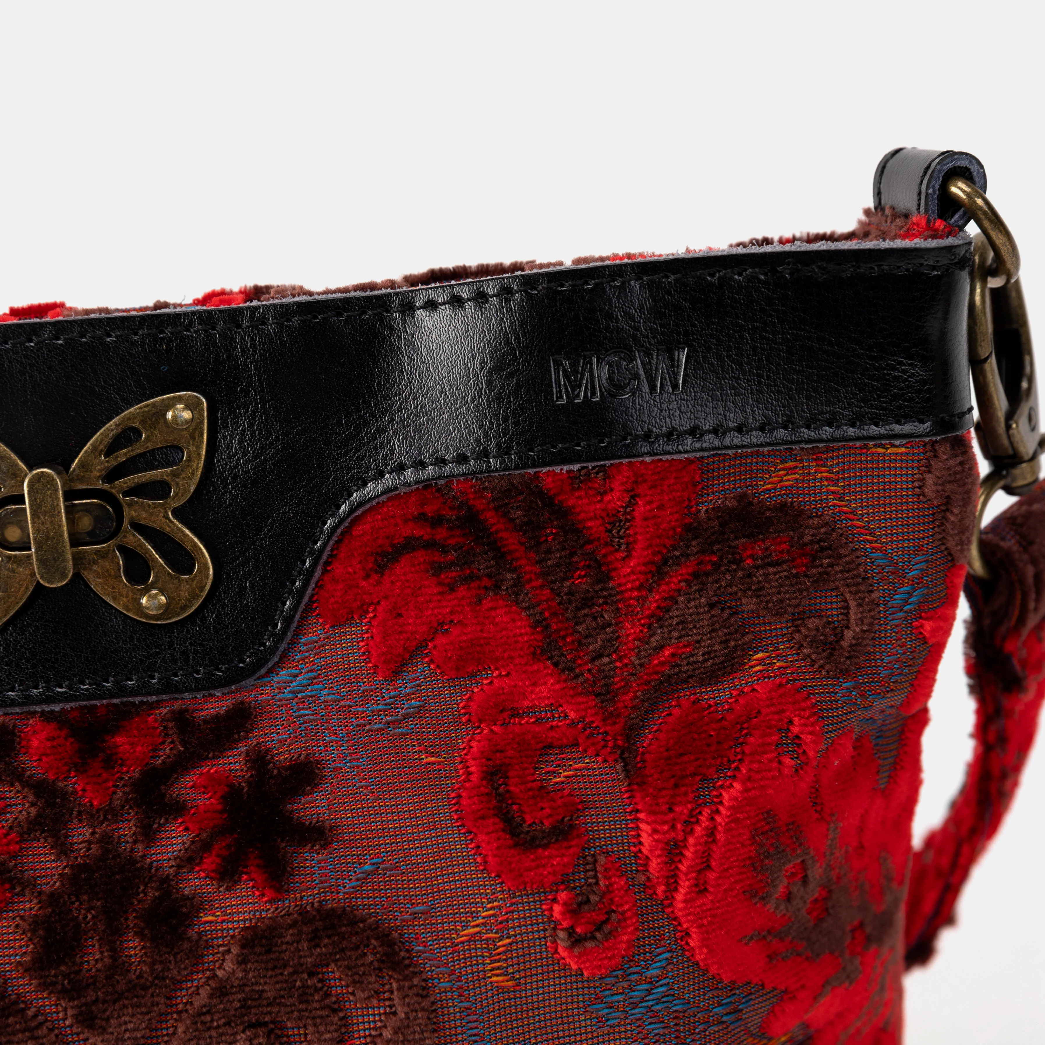 Burnout Velvet Revival Scarlet Butterfly Crossbody Bag - Image 6