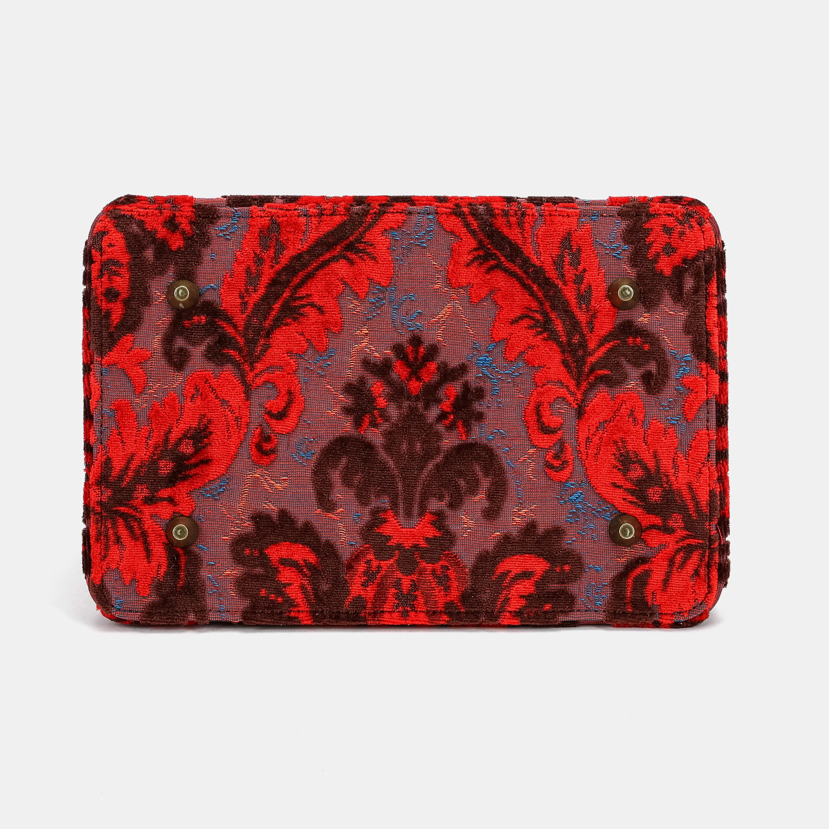 Burnout Velvet Revival Scarlet Cecile Carpet Purse Gladstone Bag - Image 10