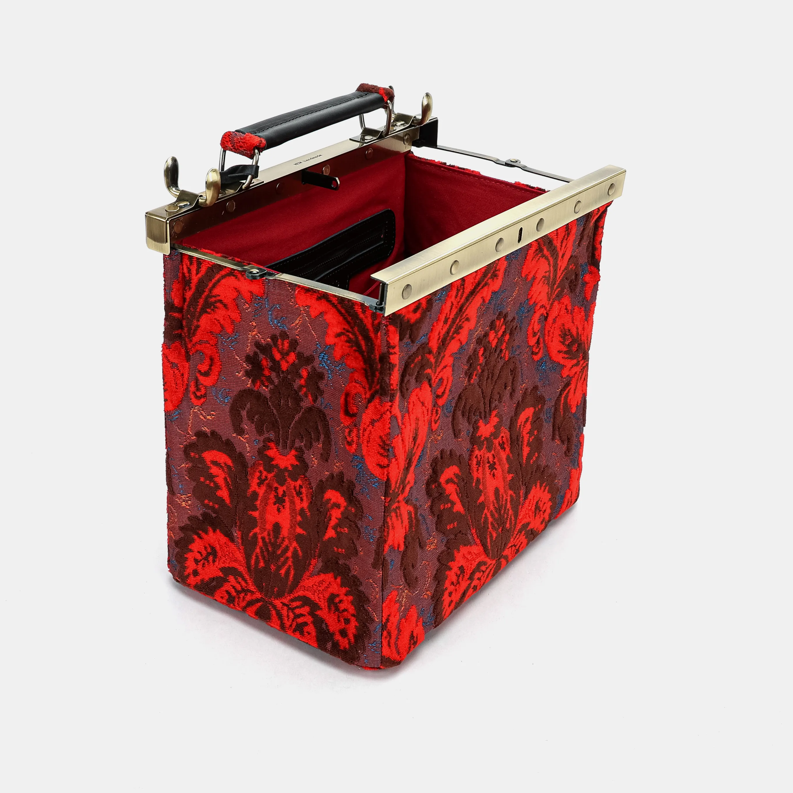 Burnout Velvet Revival Scarlet Cecile Carpet Purse Gladstone Bag - Image 9
