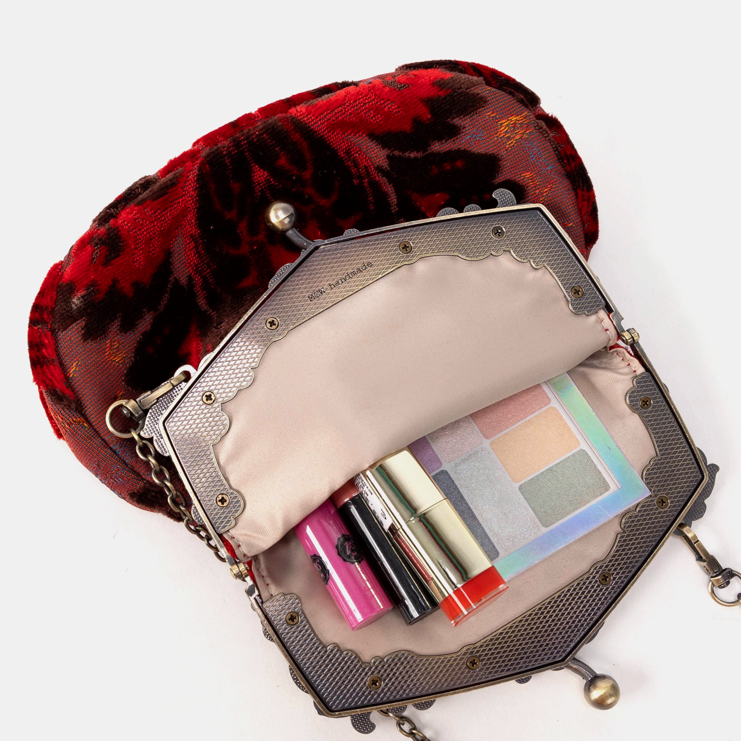 Burnout Velvet Revival Scarlet Chatelaine Purse Large - Image 4