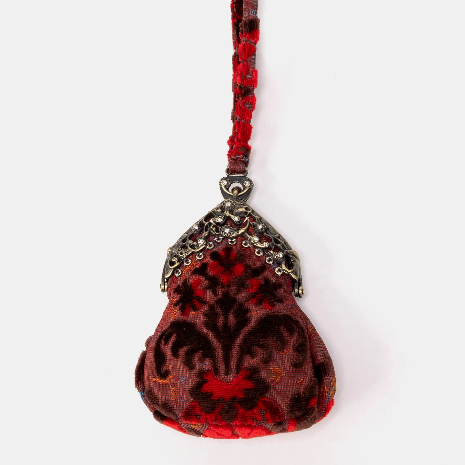 Burnout Velvet Revival Scarlet Chatelaine Purse Wristlet Bag - Image 2