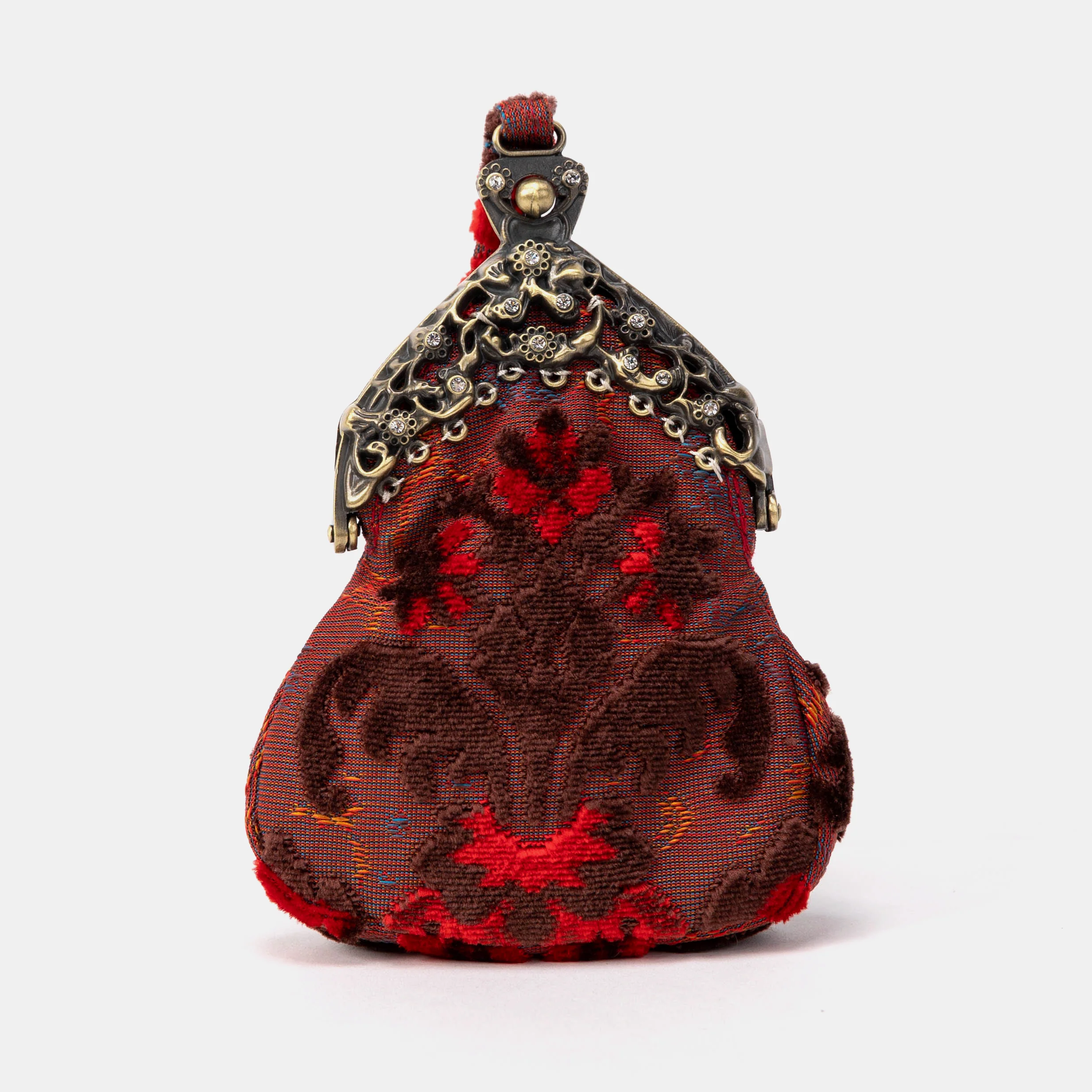 Burnout Velvet Revival Scarlet Chatelaine Purse Wristlet Bag - Image 4