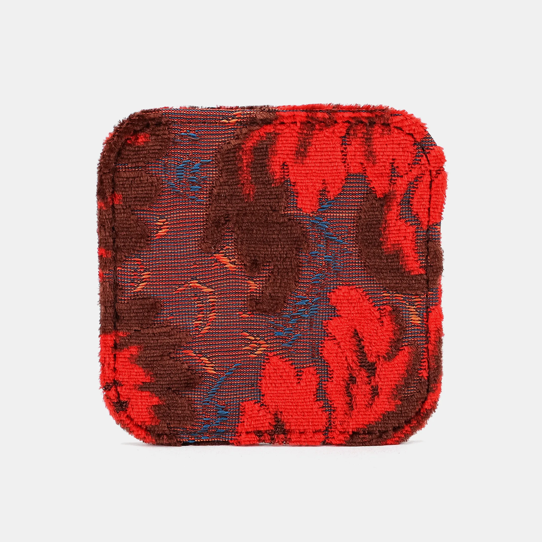 Burnout Velvet Revival Scarlet Square Coaster Set with Holder - Image 3