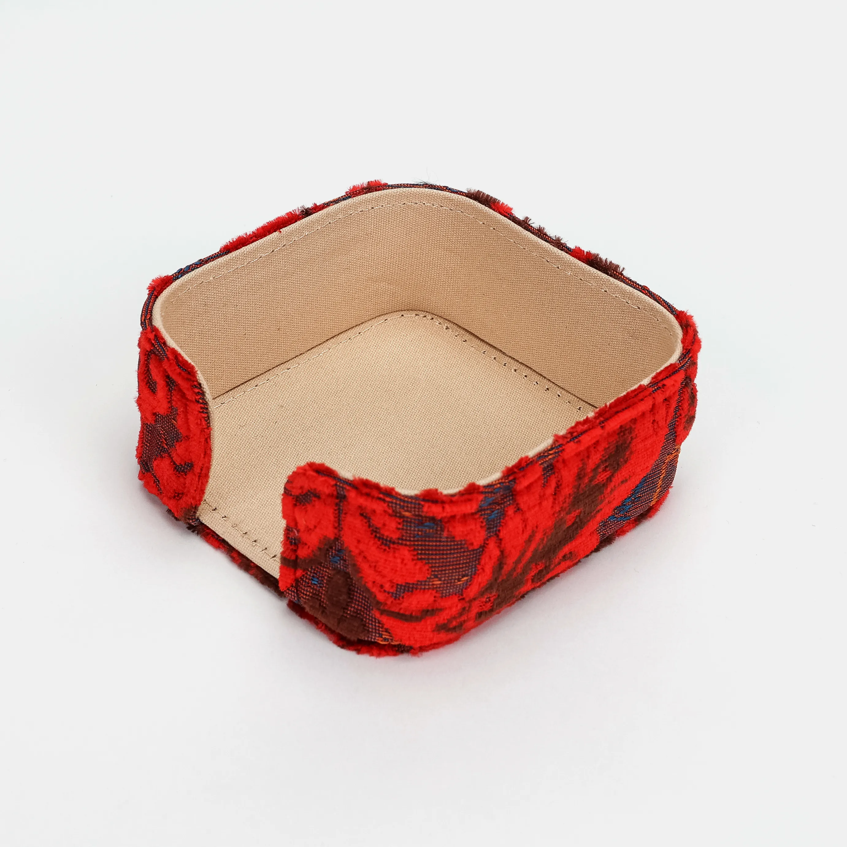 Burnout Velvet Revival Scarlet Square Coaster Set with Holder - Image 5