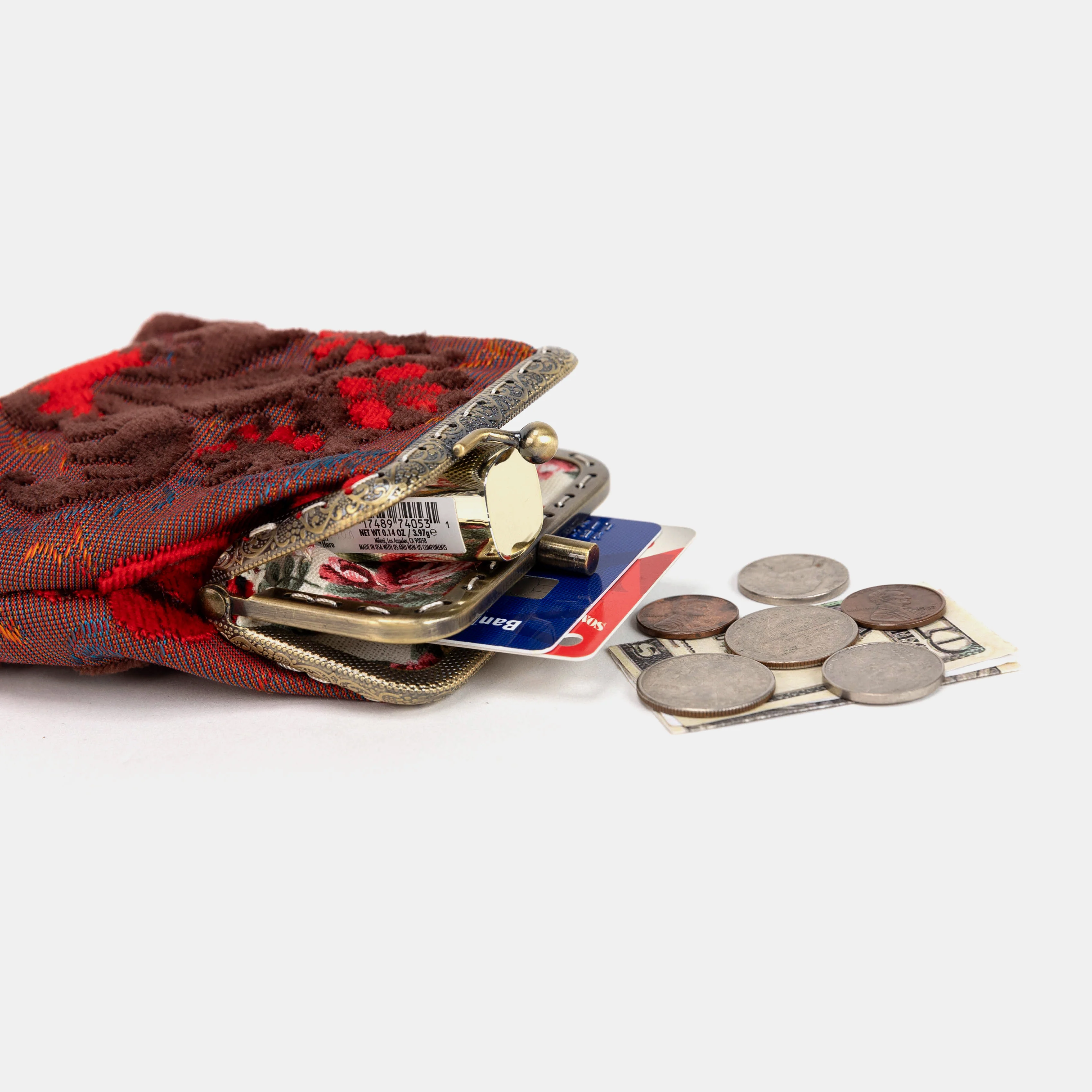 Burnout Velvet Revival Scarlet Double Kiss Clasp Coin Purse - Image 6