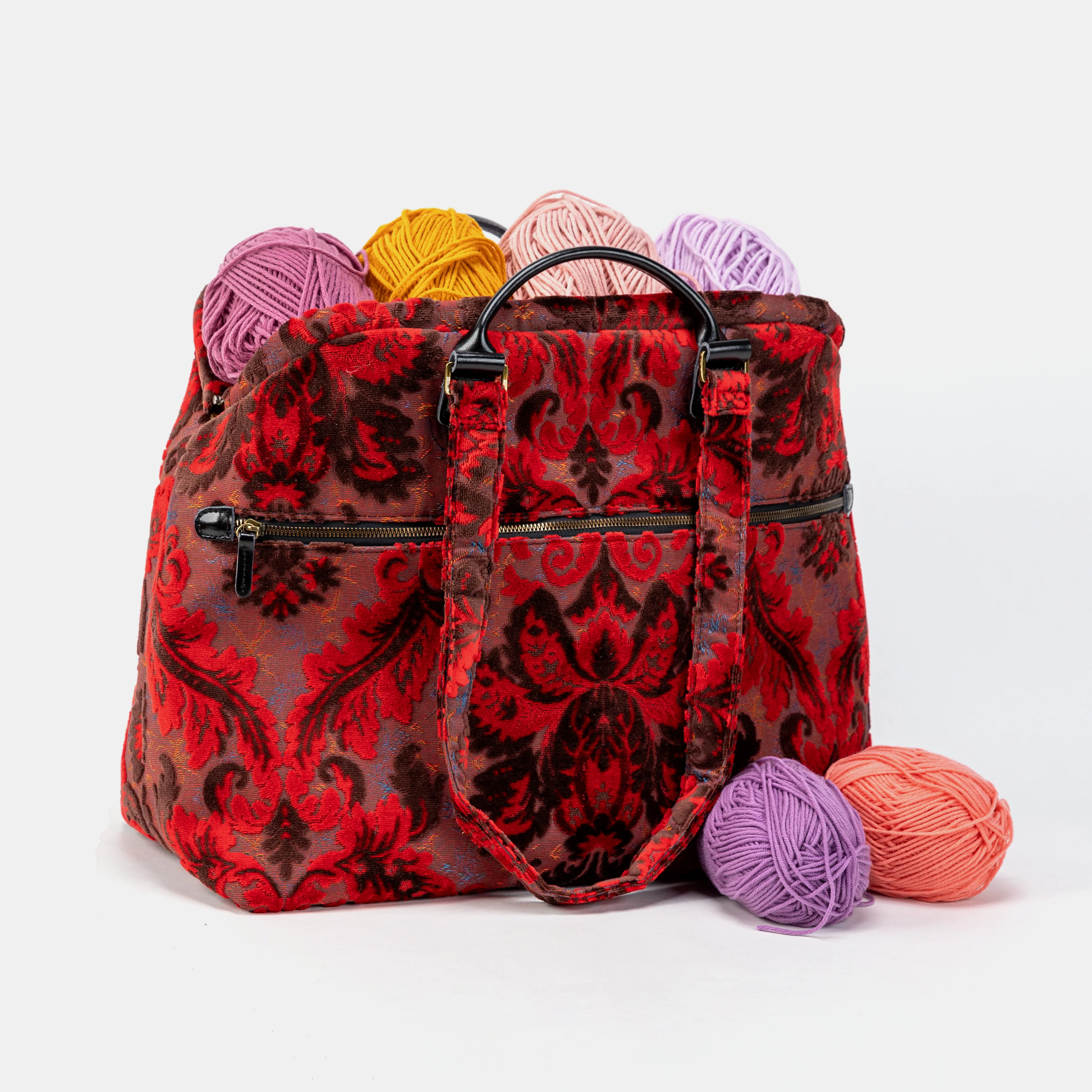 Burnout Velvet Revival Scarlet Knitting Project Bag - Image 5