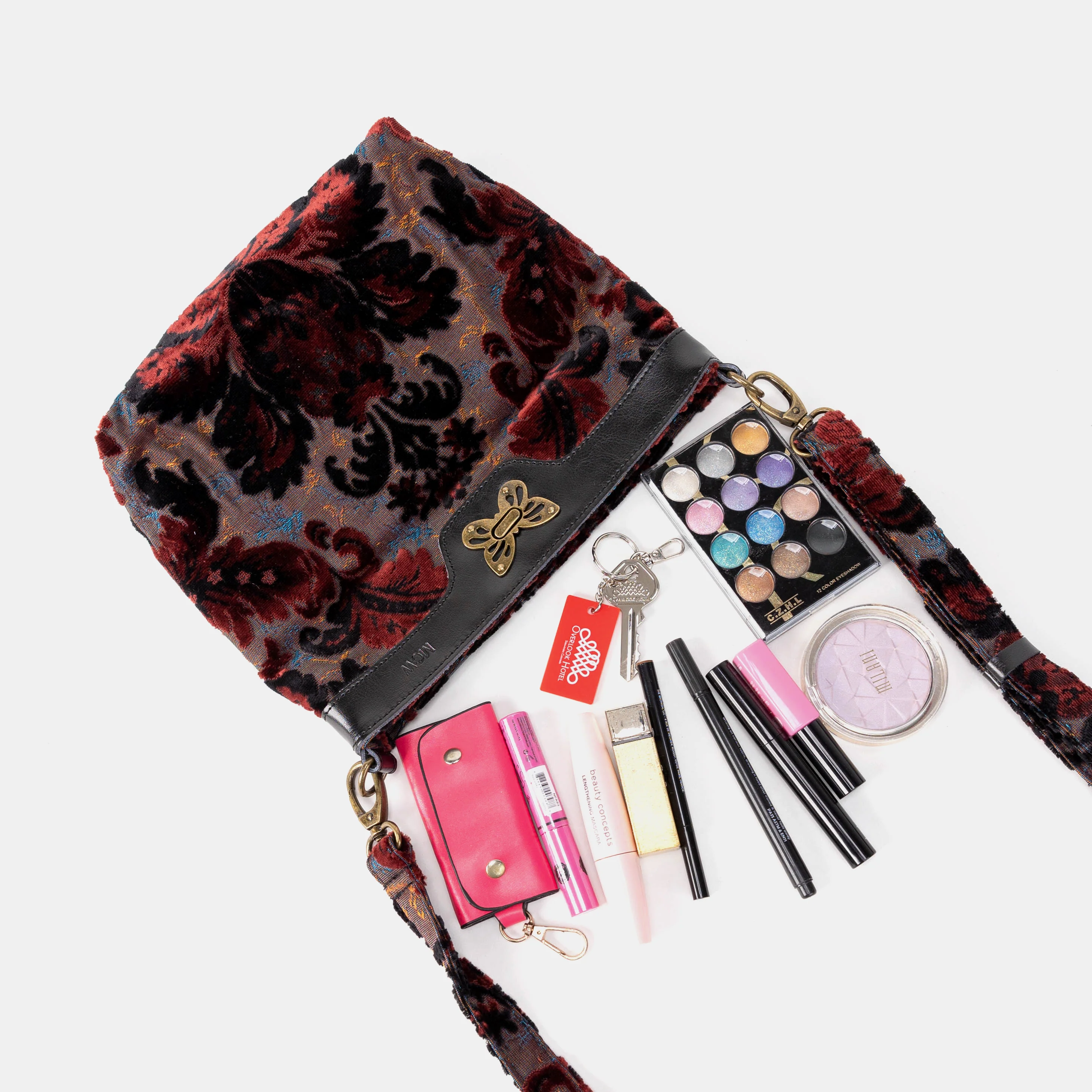 Burnout Velvet Revival Sephia Butterfly Crossbody Bag - Image 2