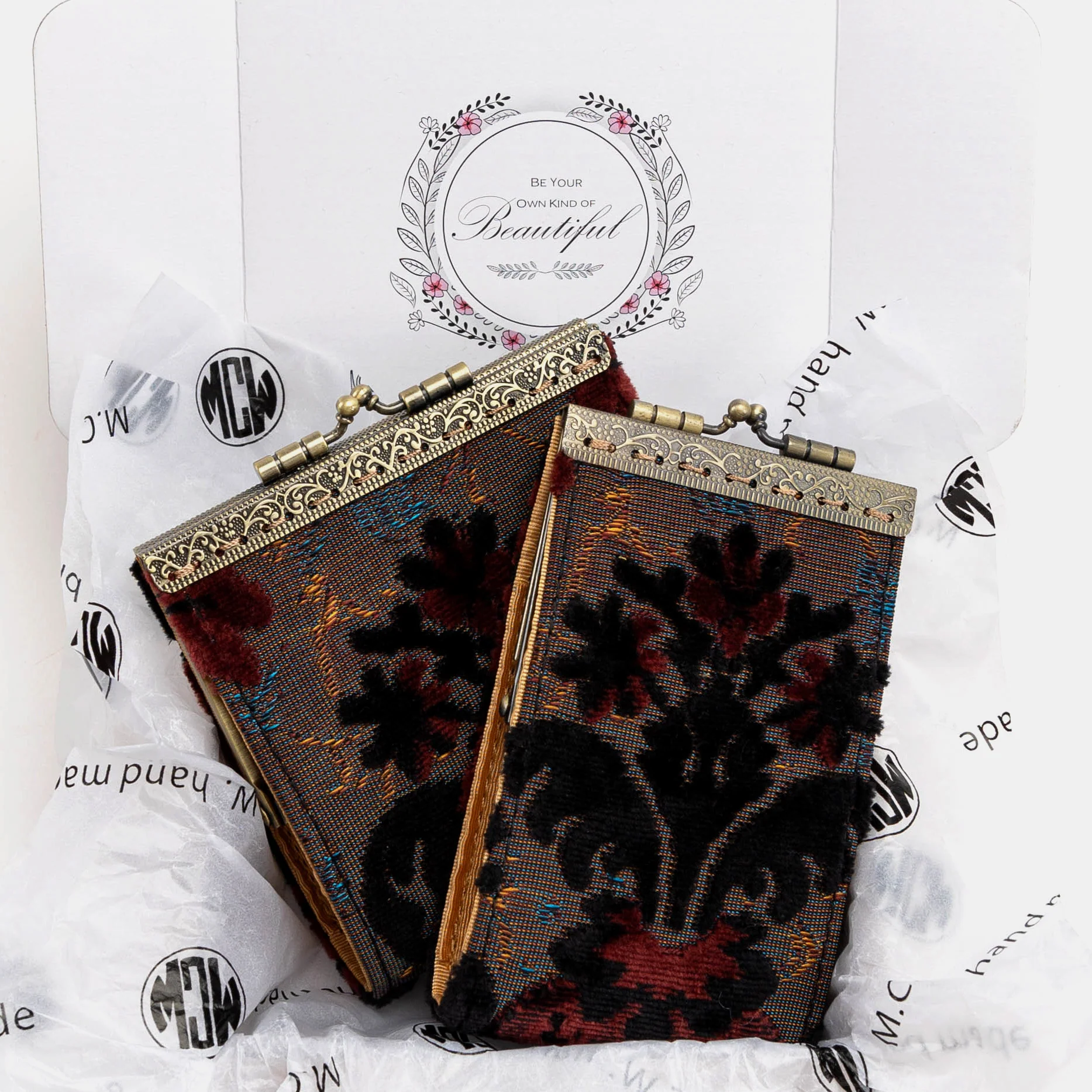 Burnout Velvet Revival Sephia Card Wallet - Image 8