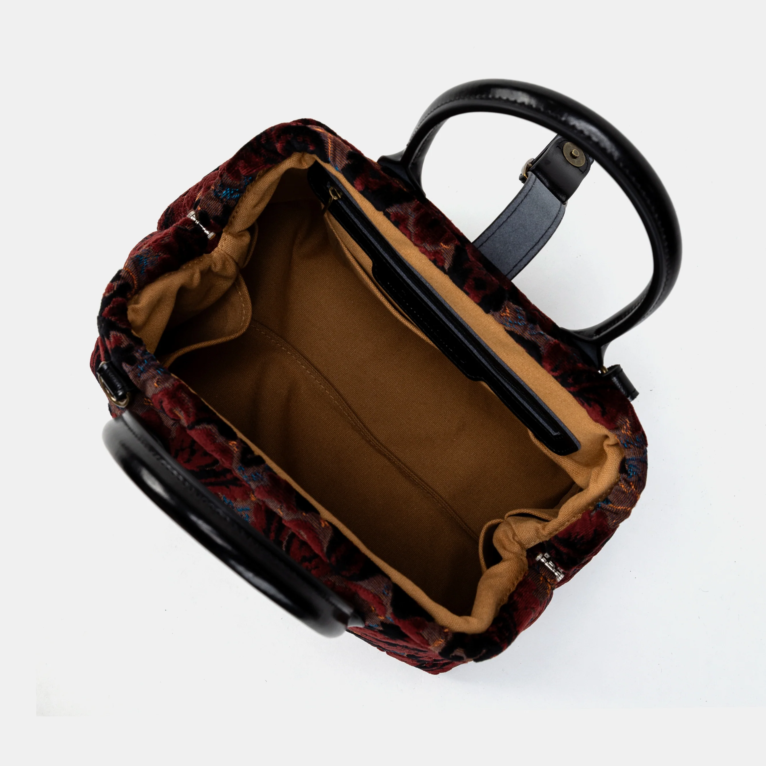 Burnout Velvet Revival Sephia Carpet Handbag Purse - Image 7