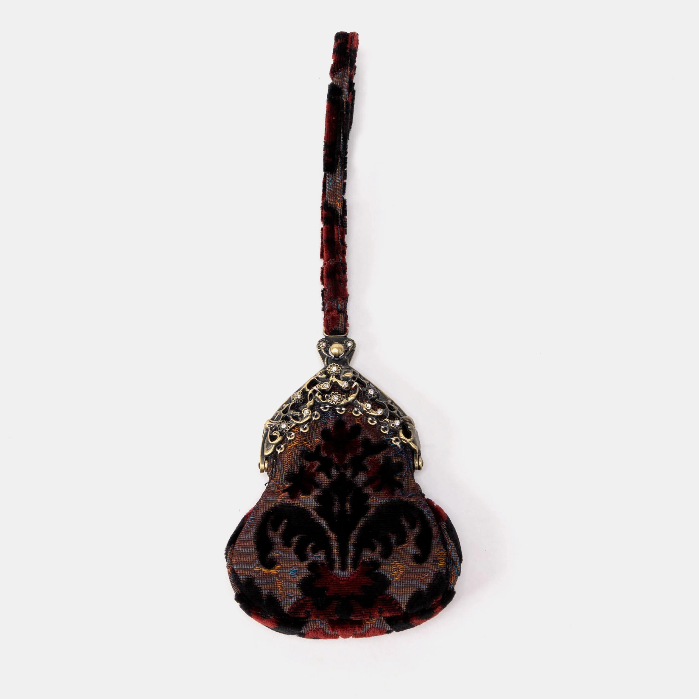 Burnout Velvet Revival Sephia Chatelaine Purse Wristlet Bag