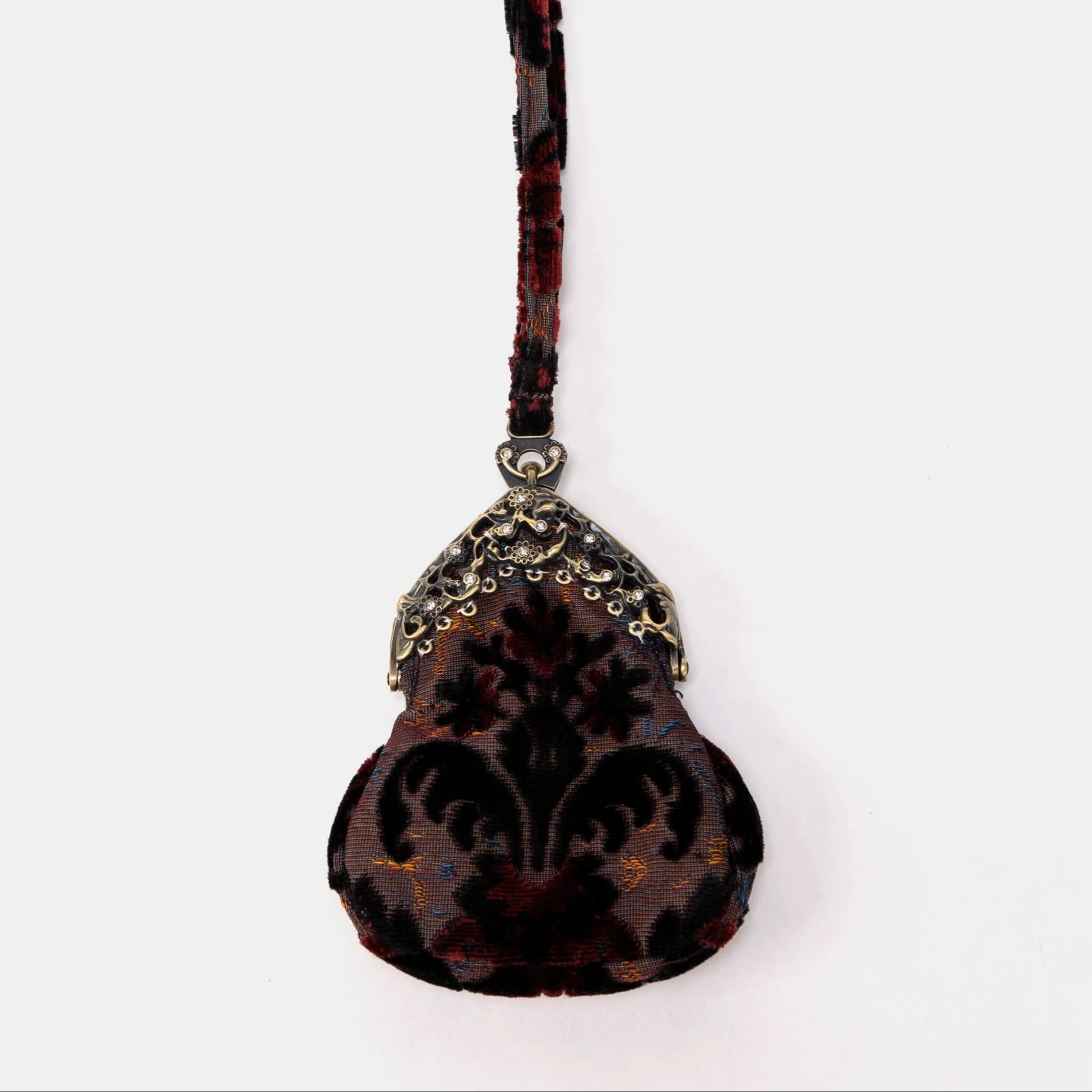 Burnout Velvet Revival Sephia Chatelaine Purse Wristlet Bag - Image 2