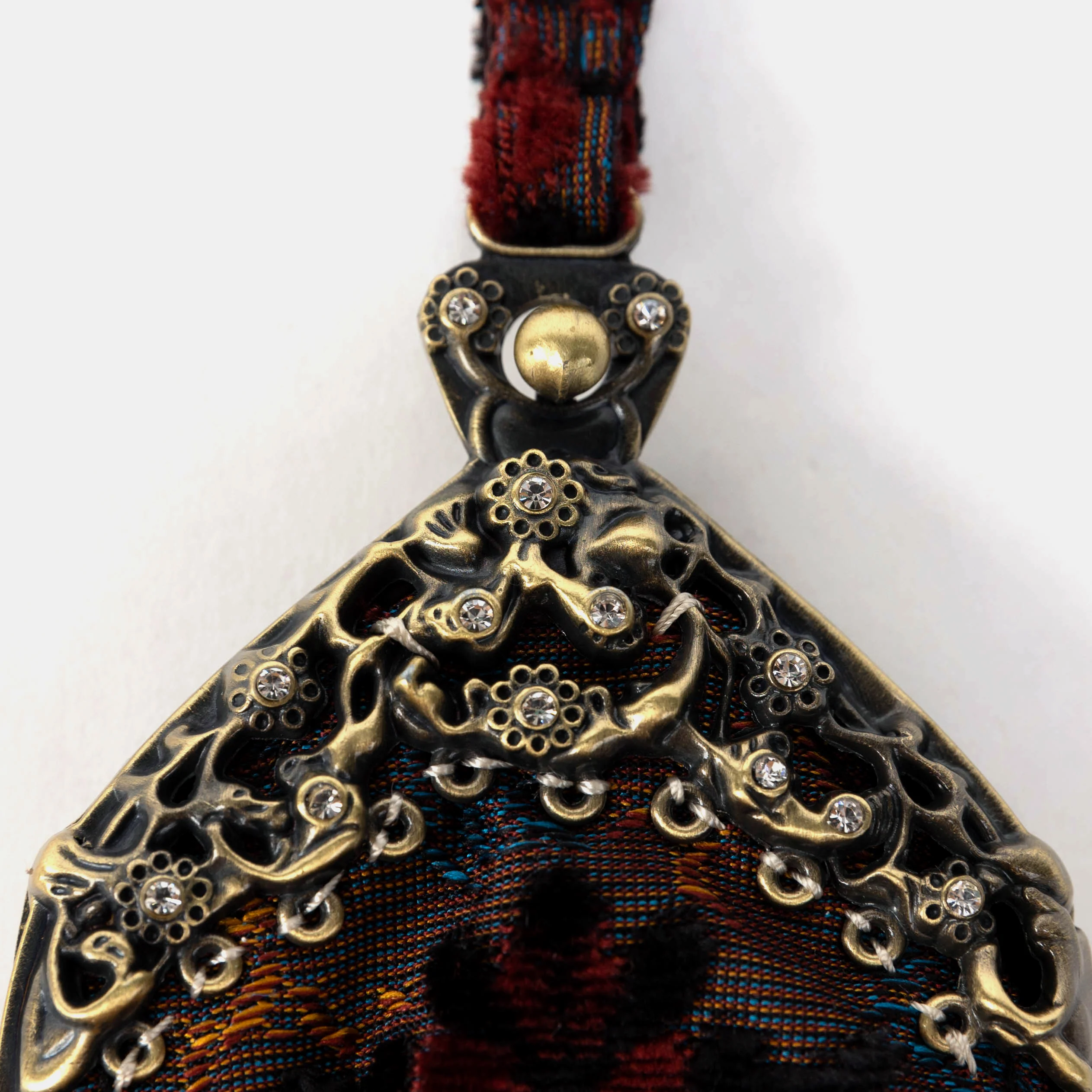 Burnout Velvet Revival Sephia Chatelaine Purse Wristlet Bag - Image 3