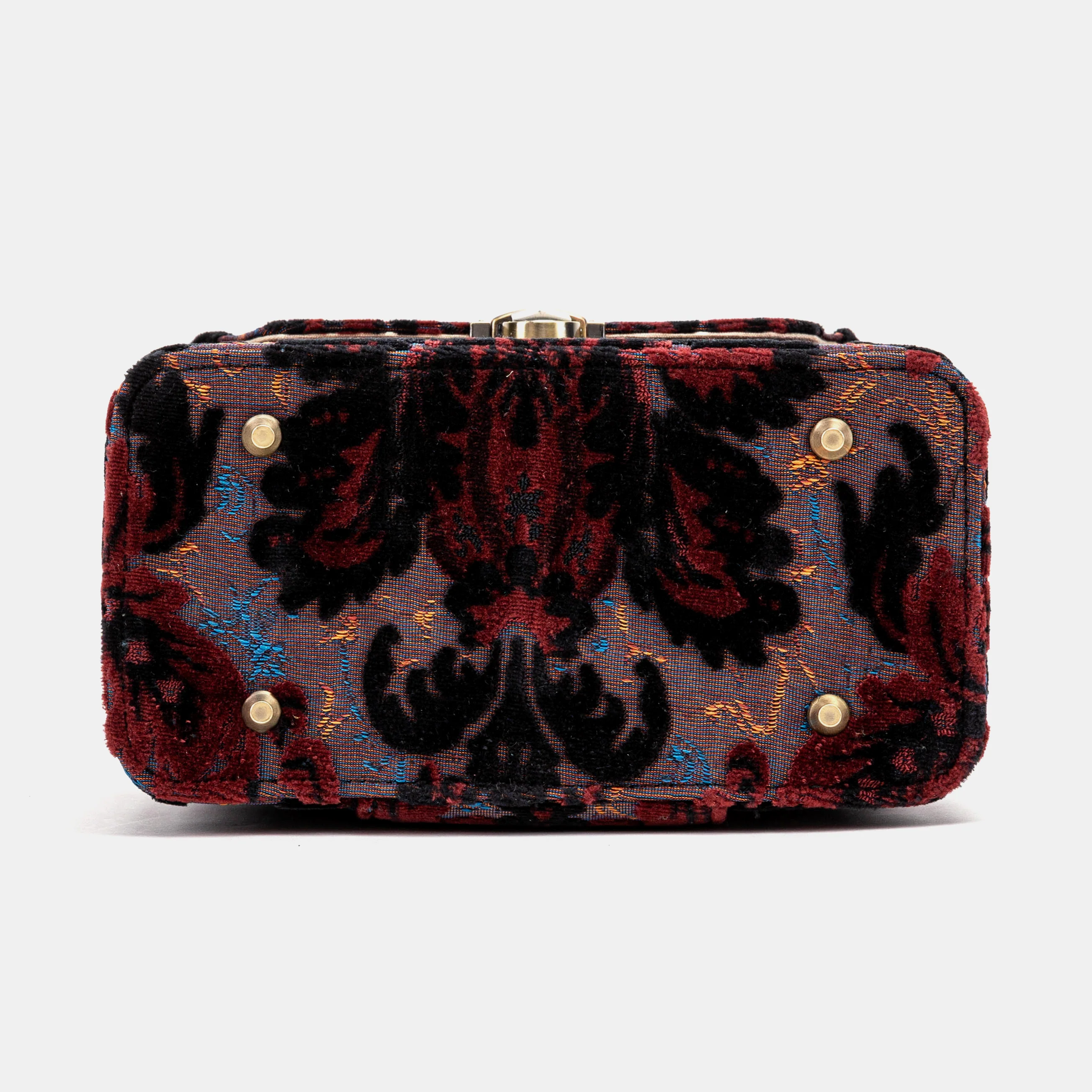 Burnout Velvet Revival Sephia Clara Medium Train Case Purse - Image 7