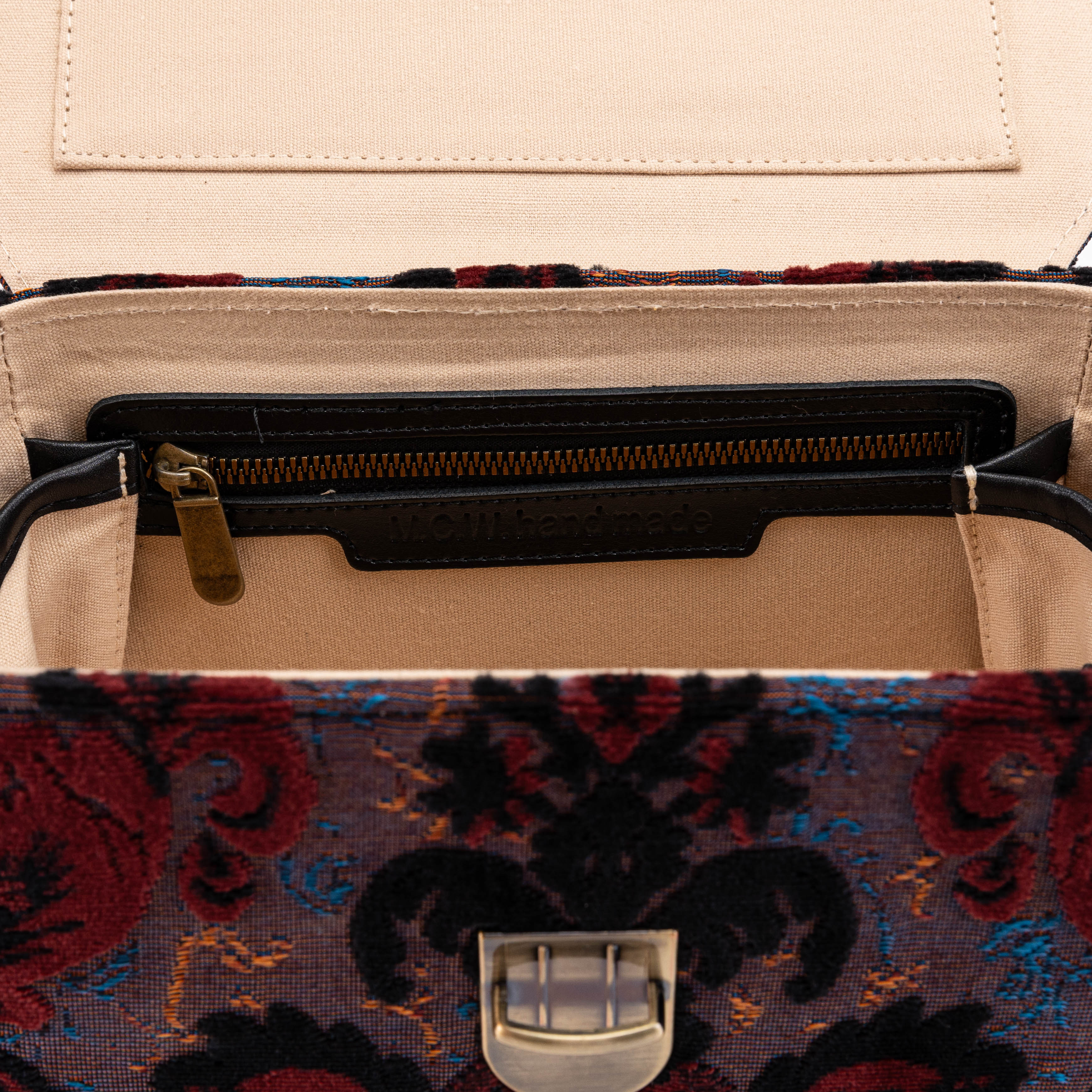 Burnout Velvet Revival Sephia Clara Medium Train Case Purse - Image 8