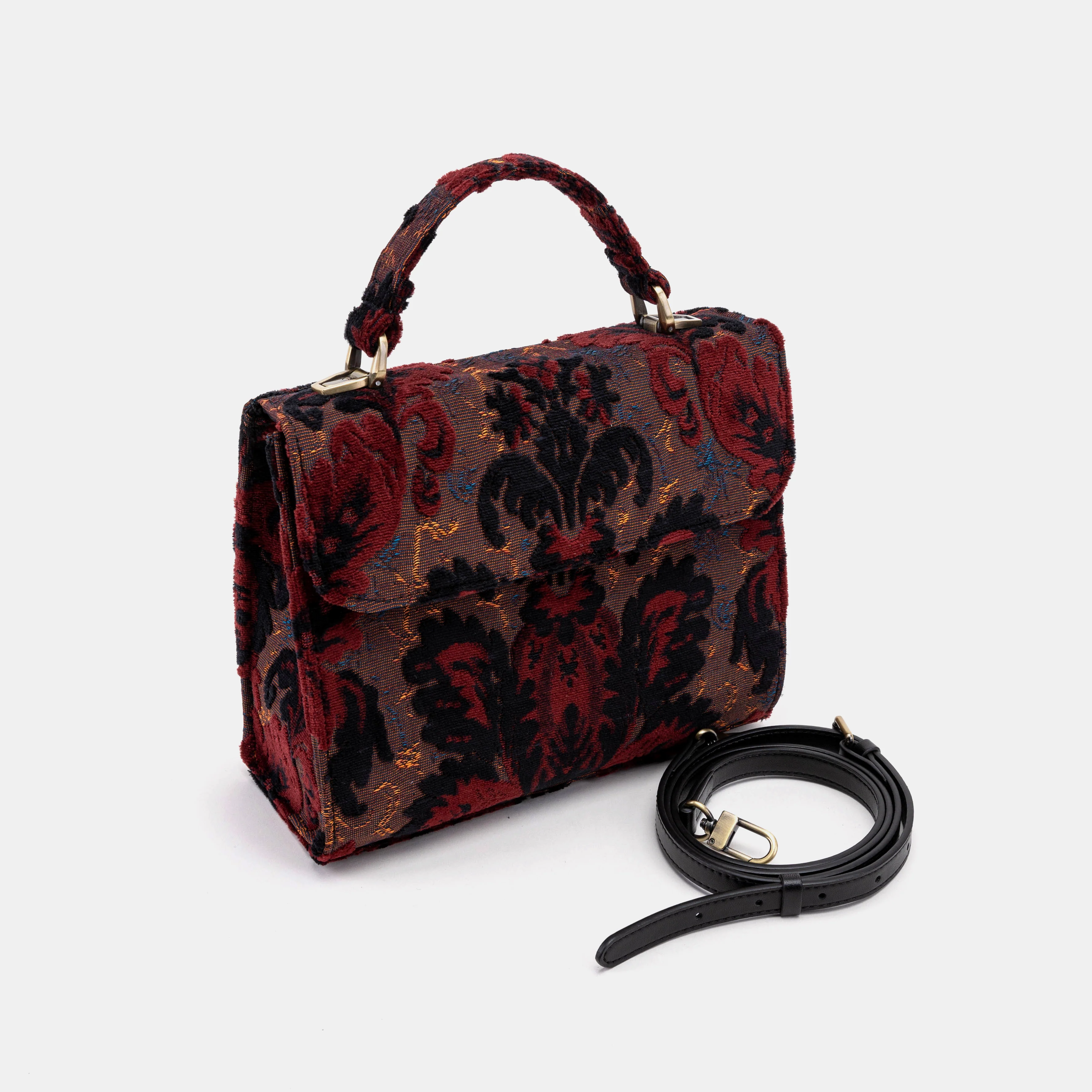 Burnout Velvet Revival Sephia Flap Satchel - Image 2