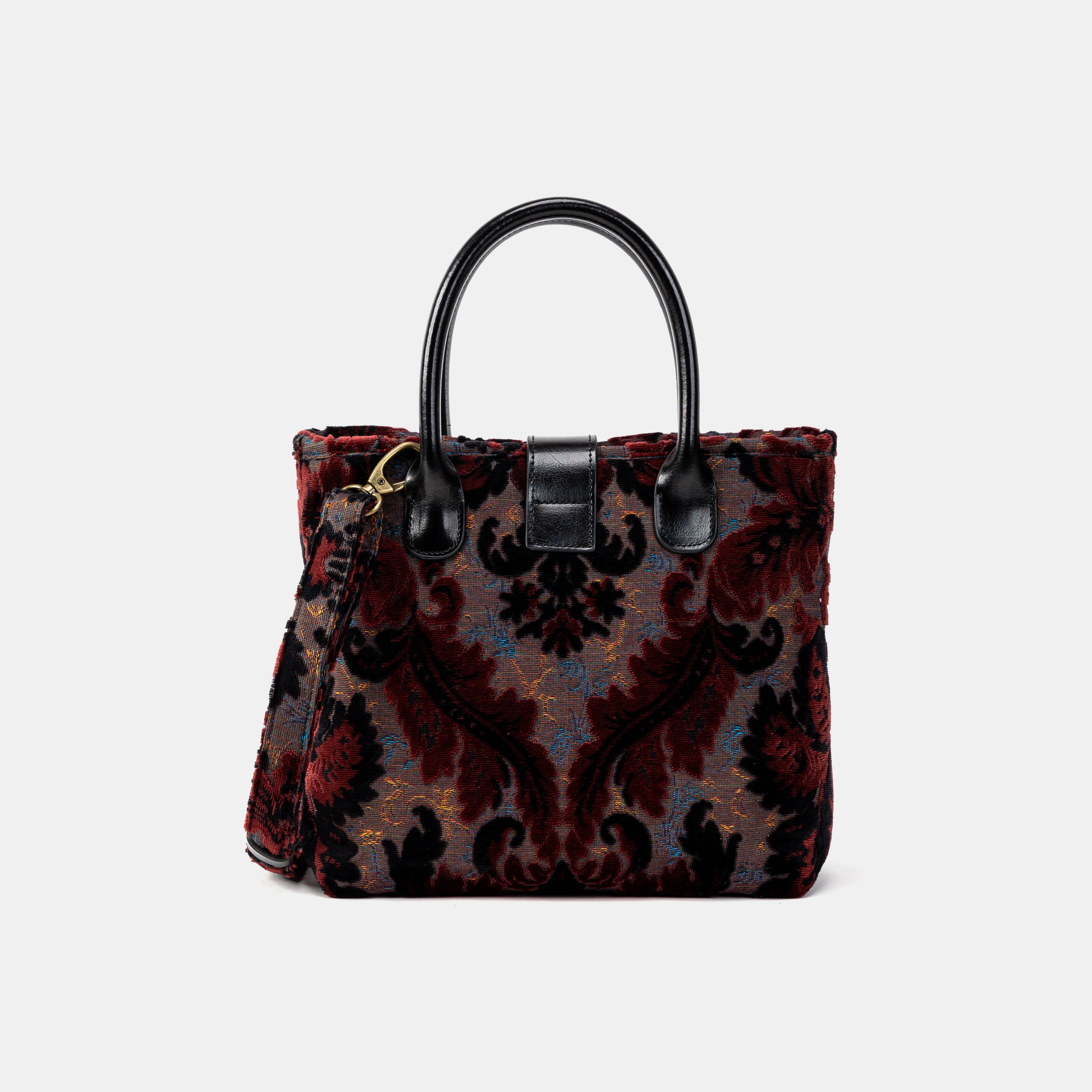 Burnout Velvet Revival Sephia Tuck Lock Carpet Satchel - Image 4