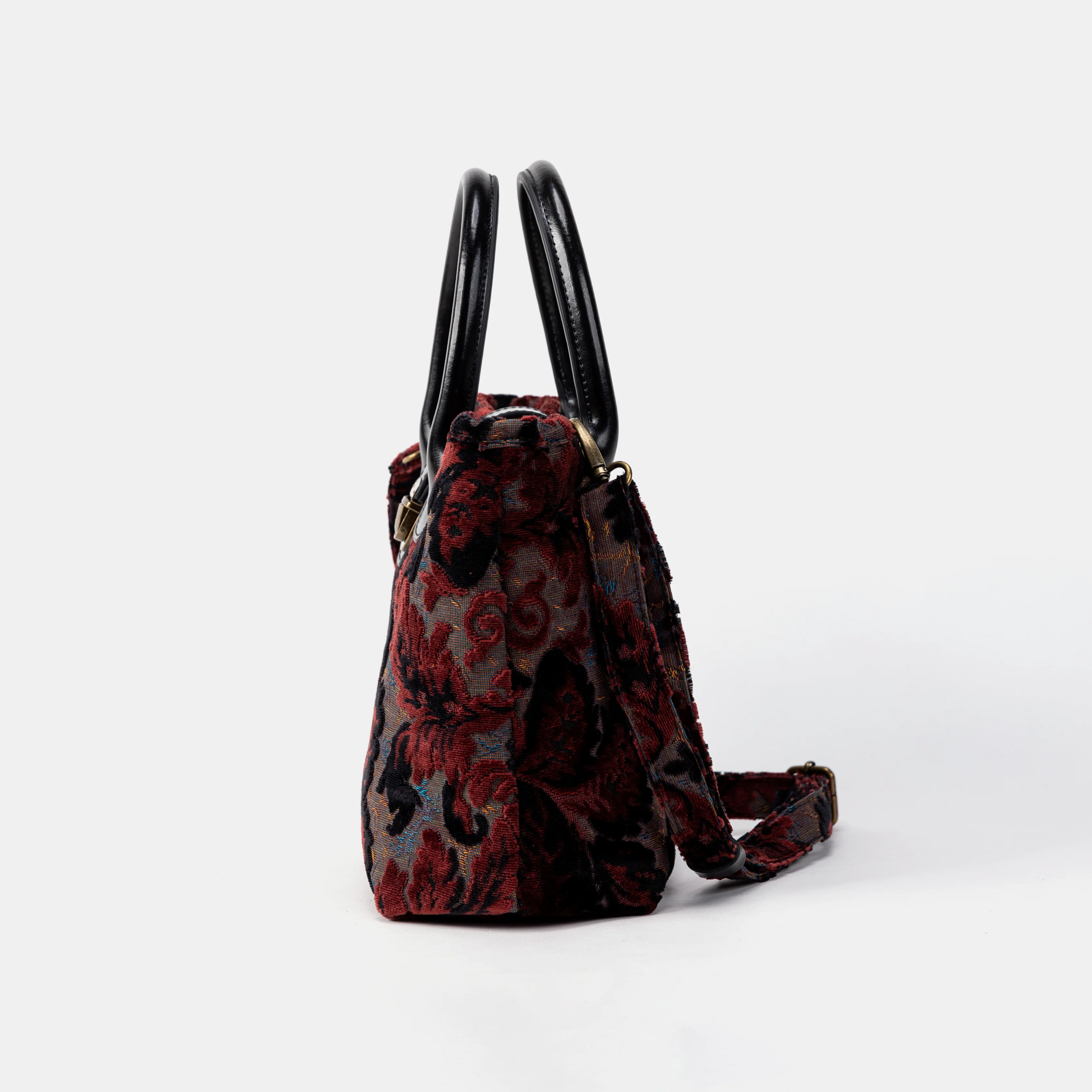 Burnout Velvet Revival Sephia Tuck Lock Carpet Satchel - Image 6