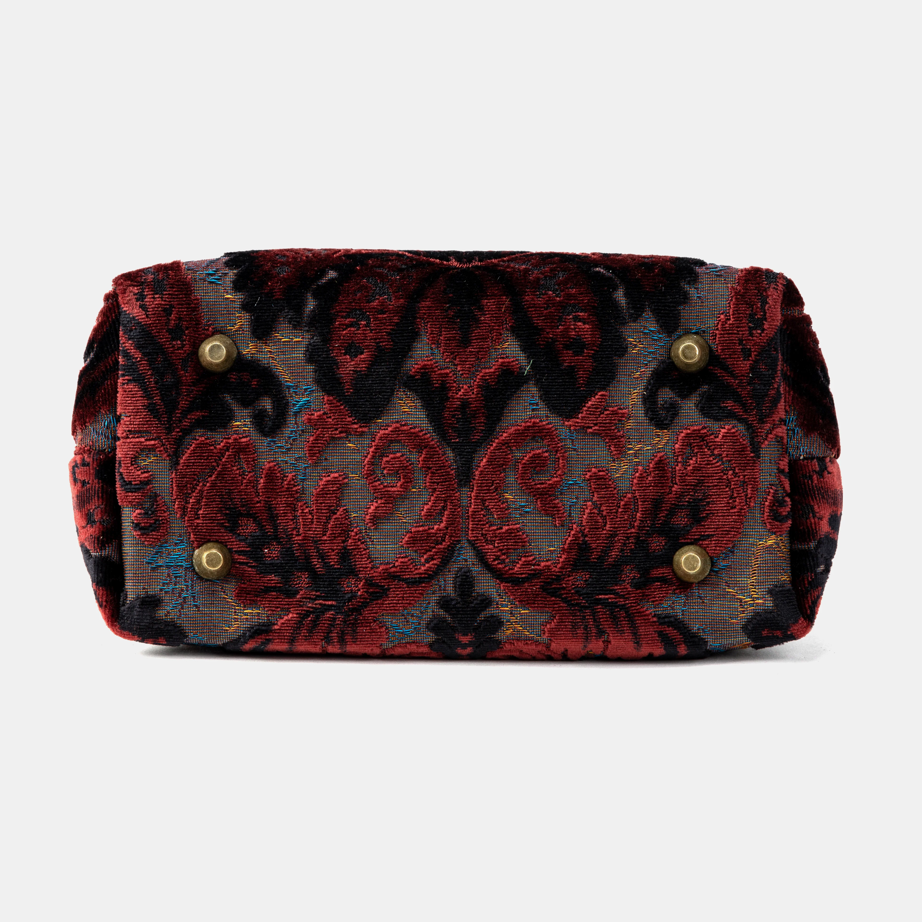 Burnout Velvet Revival Sephia Tuck Lock Carpet Satchel - Image 7