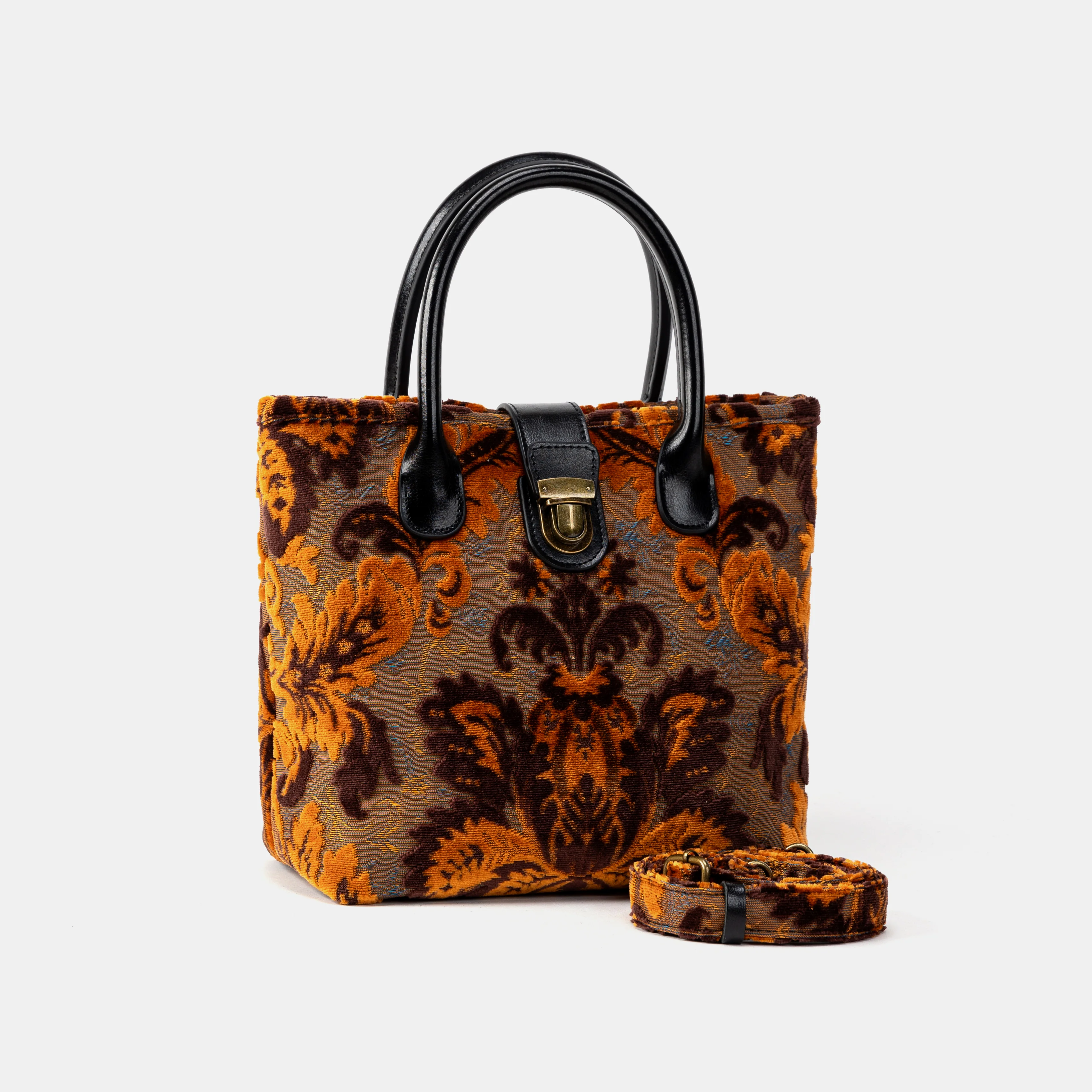 Burnout Velvet Revival Sienna Tuck Lock Carpet Satchel - Image 2