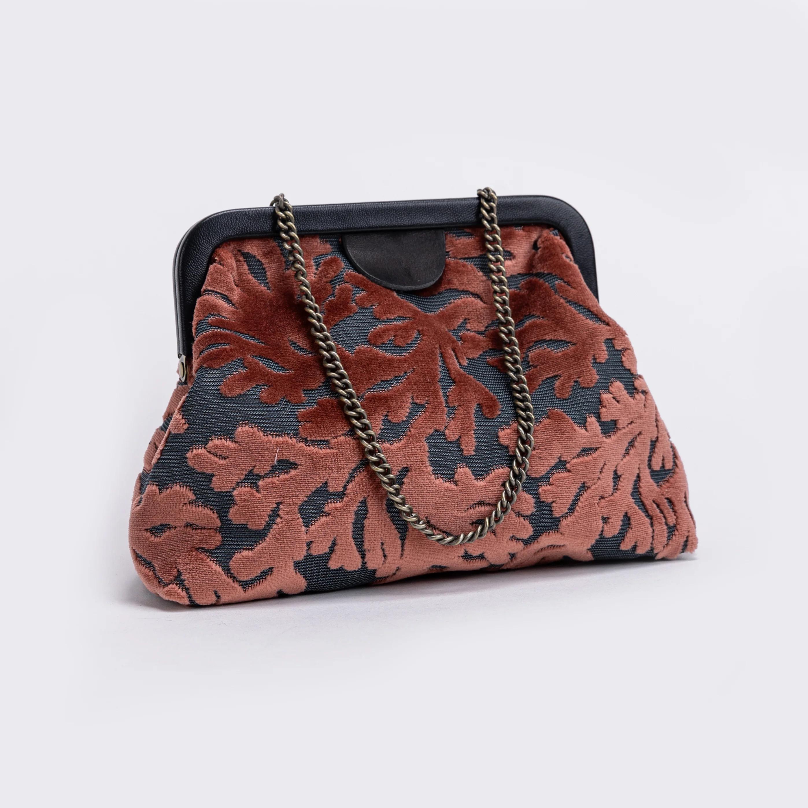Burnout Velvet St Tropez Scuba Coral Alma Clutch