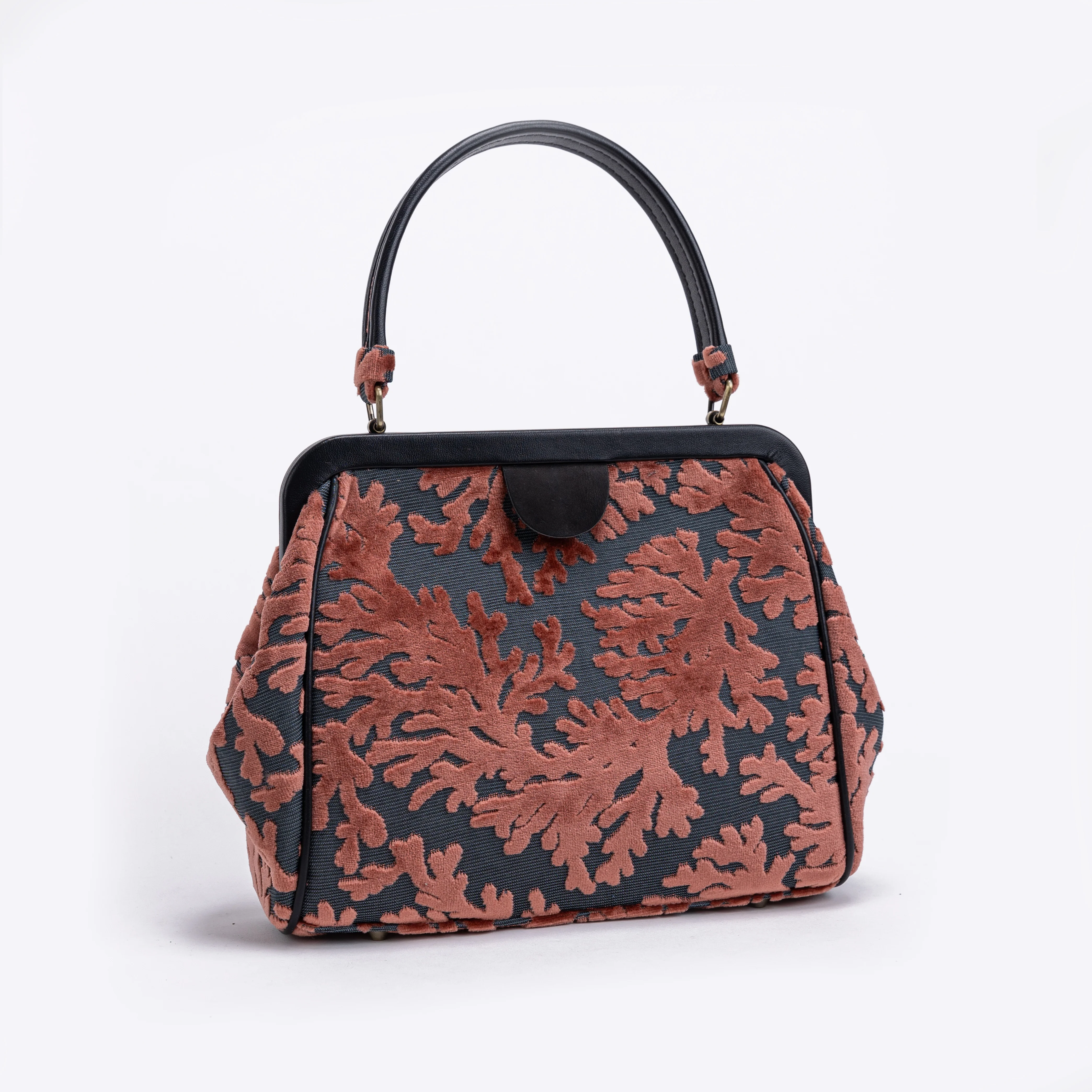 Burnout Velvet St Tropez Scuba Coral Alma Satchel - Image 3