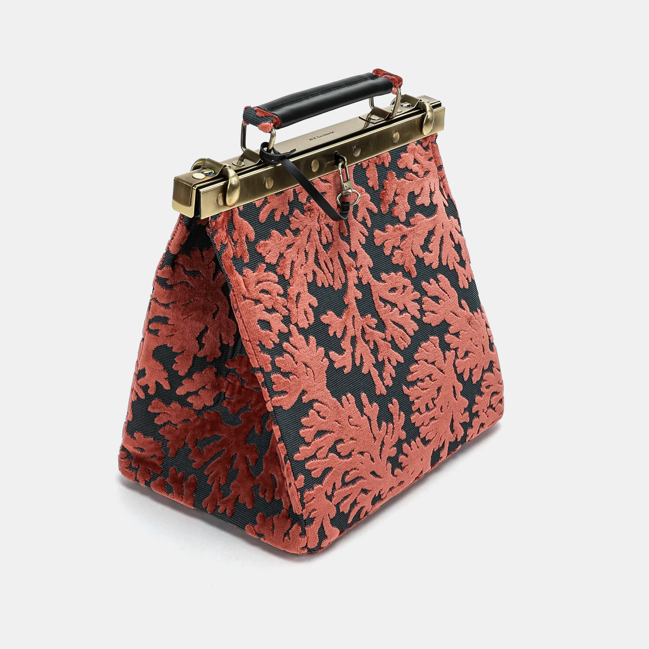 Burnout Velvet St Tropez Scuba Coral Cecile Carpet Purse Gladstone Bag - Image 4