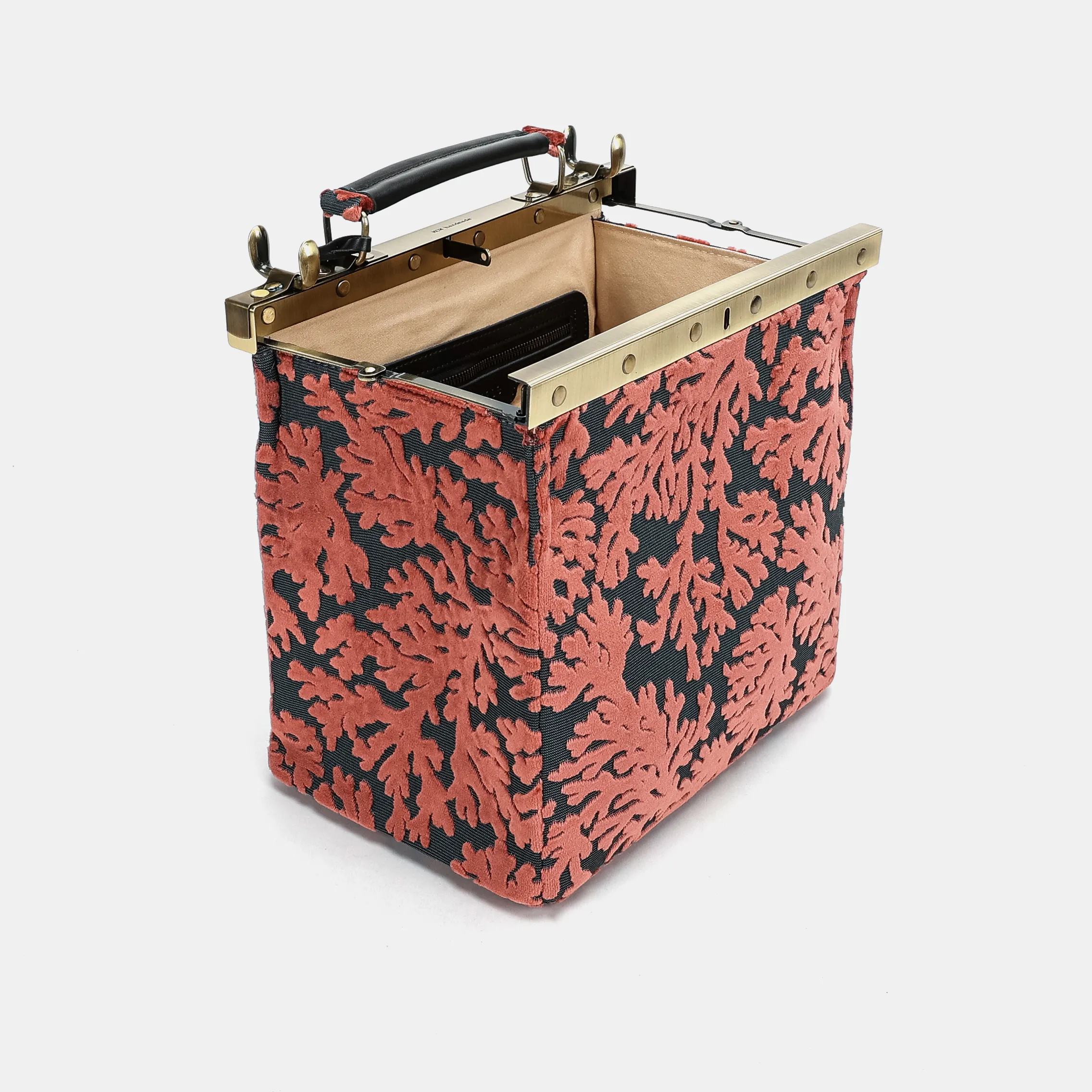 Burnout Velvet St Tropez Scuba Coral Cecile Carpet Purse Gladstone Bag - Image 9