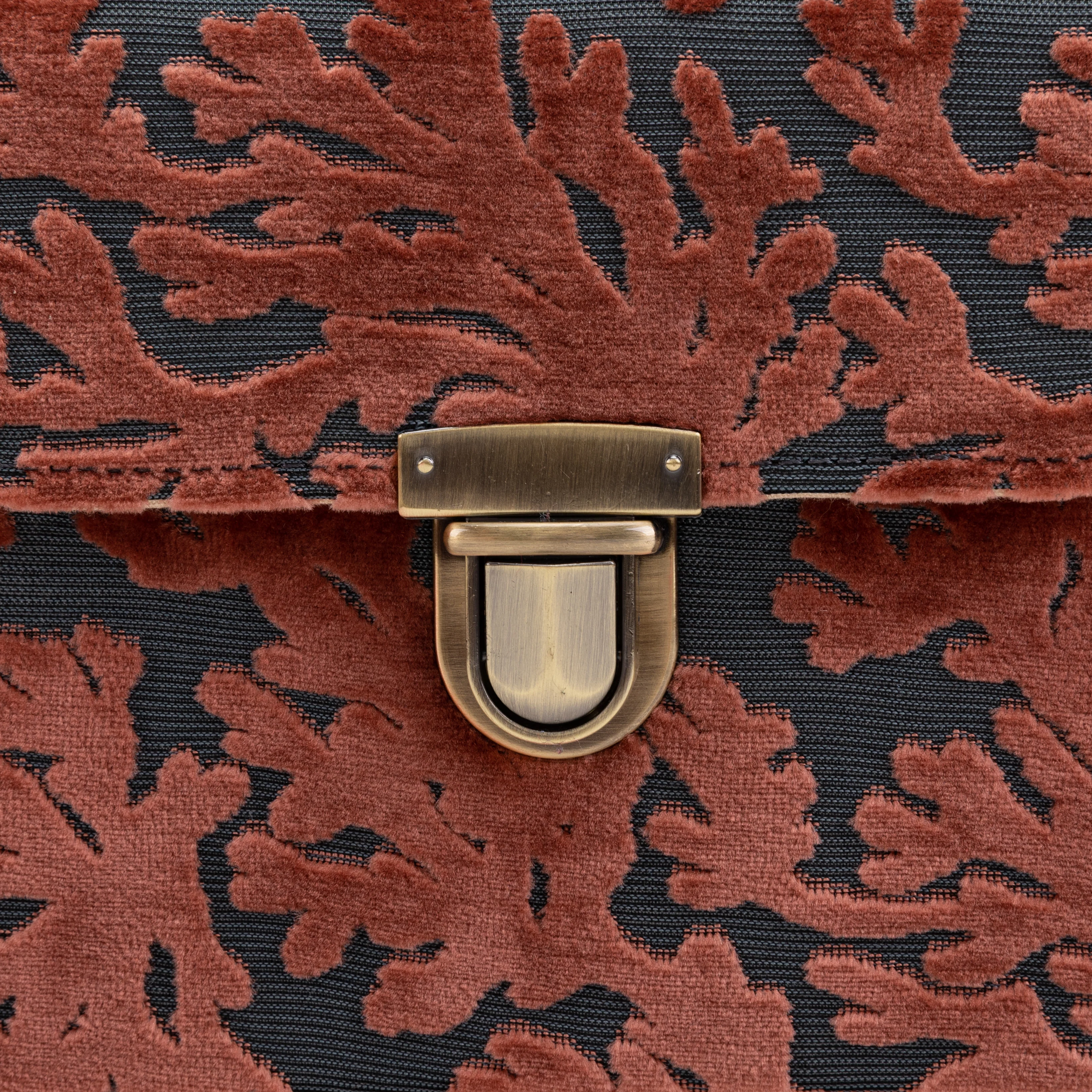 Burnout Velvet St Tropez Scuba Coral Clara Medium Train Case Purse - Image 10