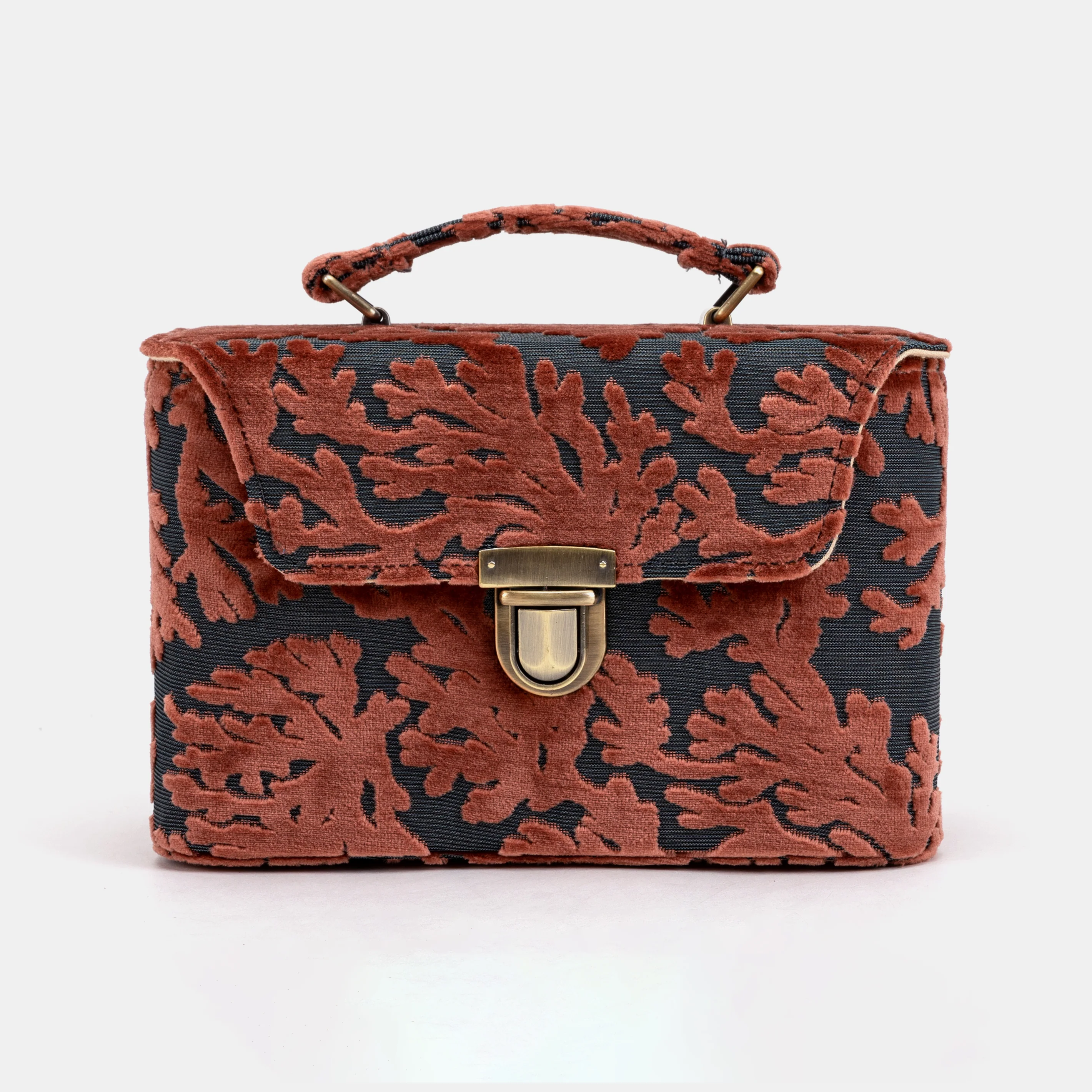 Burnout Velvet St Tropez Scuba Coral Clara Medium Train Case Purse - Image 2