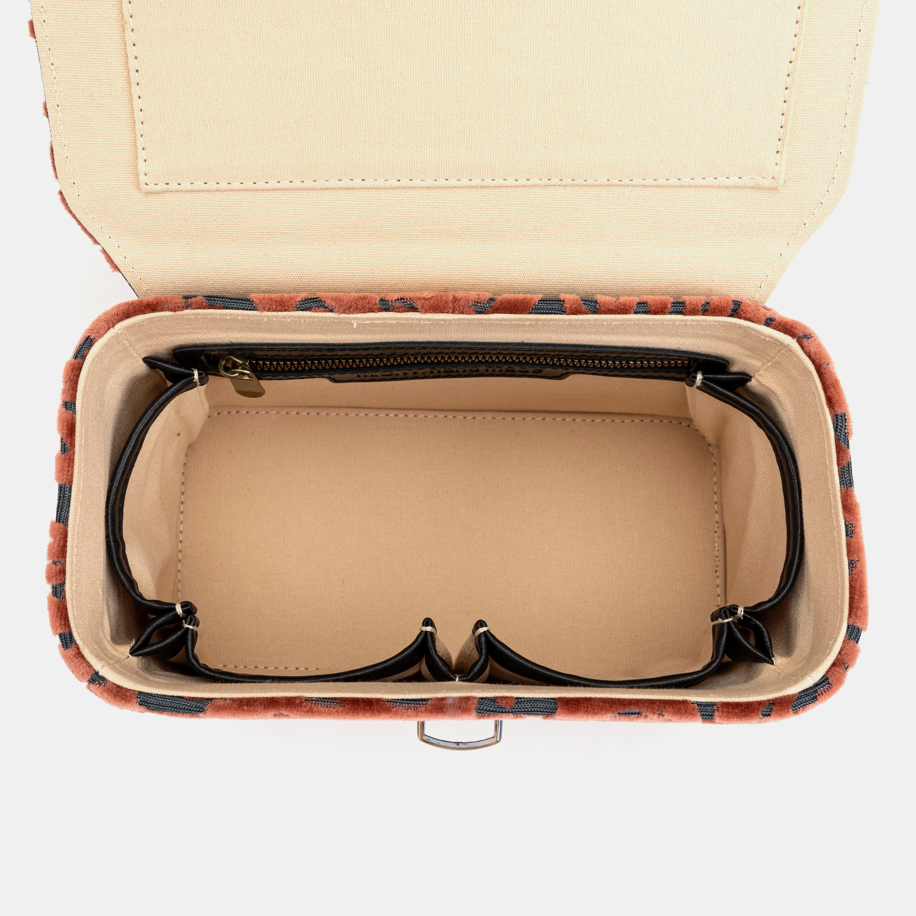 Burnout Velvet St Tropez Scuba Coral Clara Medium Train Case Purse - Image 4