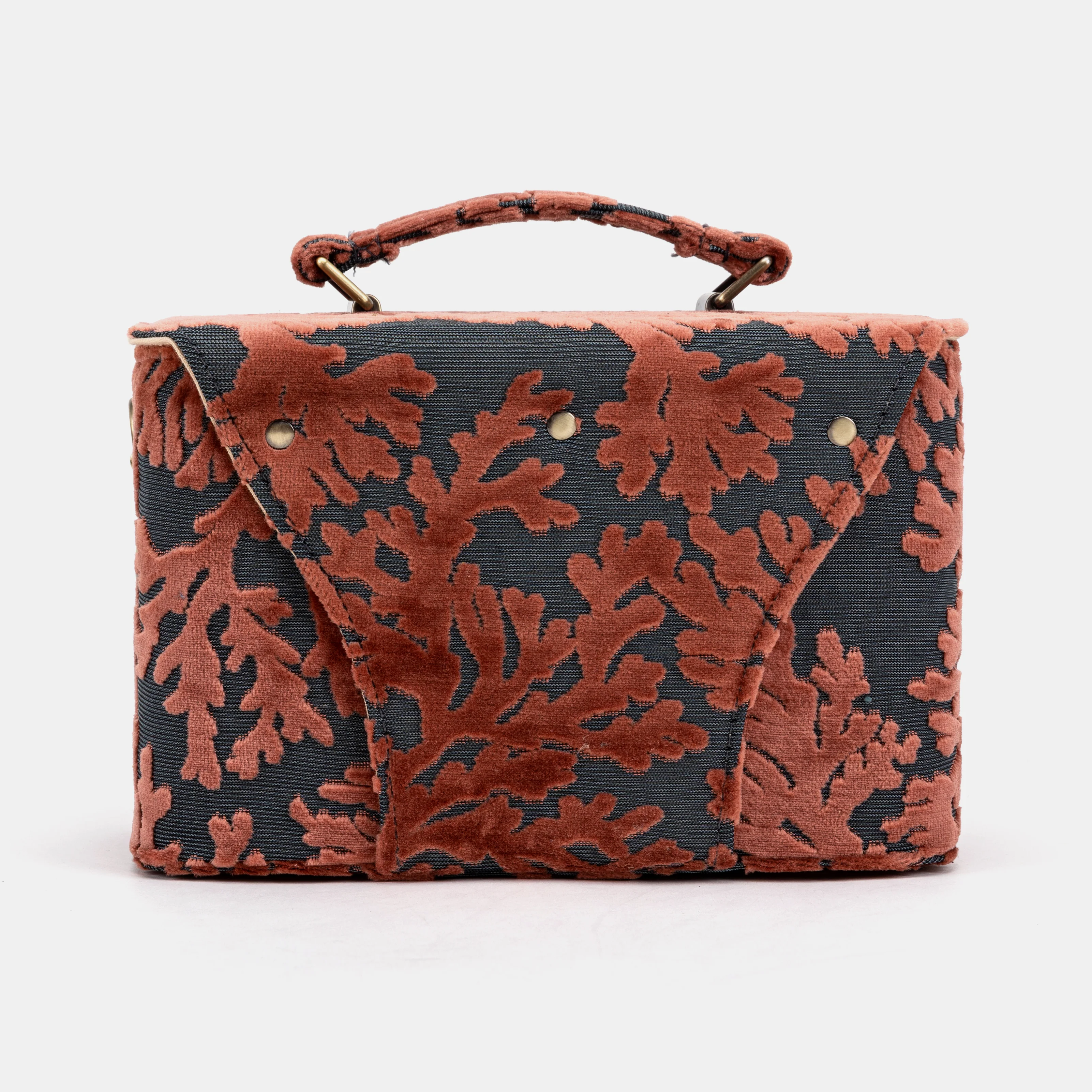 Burnout Velvet St Tropez Scuba Coral Clara Medium Train Case Purse - Image 5