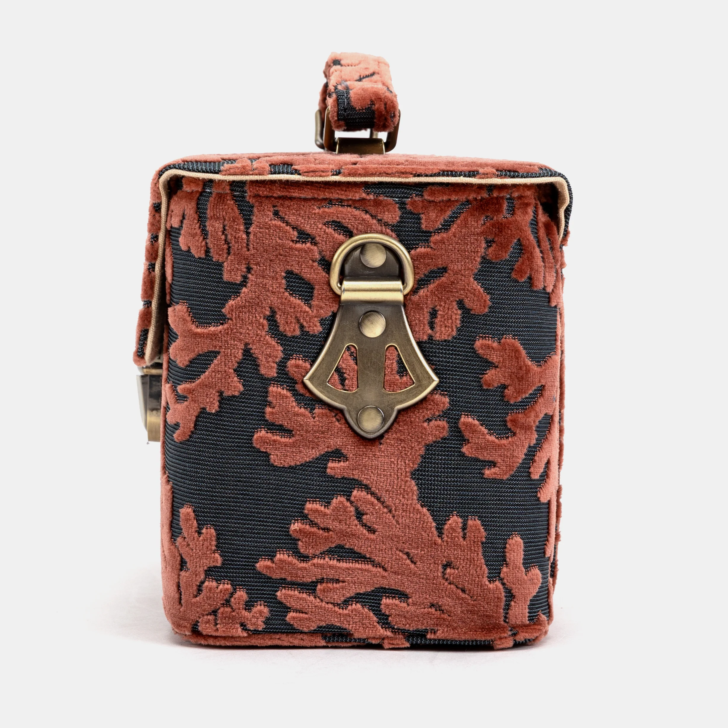 Burnout Velvet St Tropez Scuba Coral Clara Medium Train Case Purse - Image 6