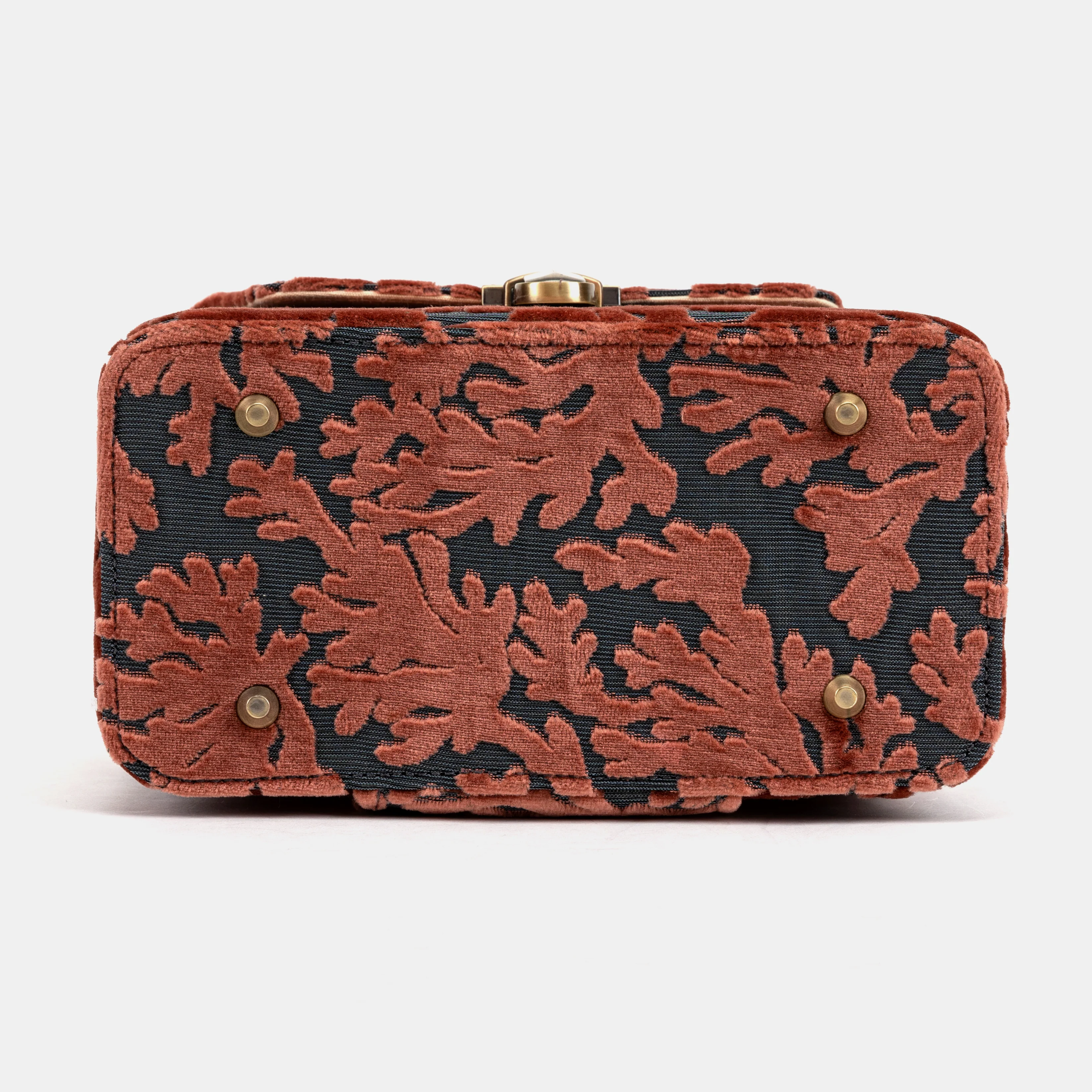 Burnout Velvet St Tropez Scuba Coral Clara Medium Train Case Purse - Image 7