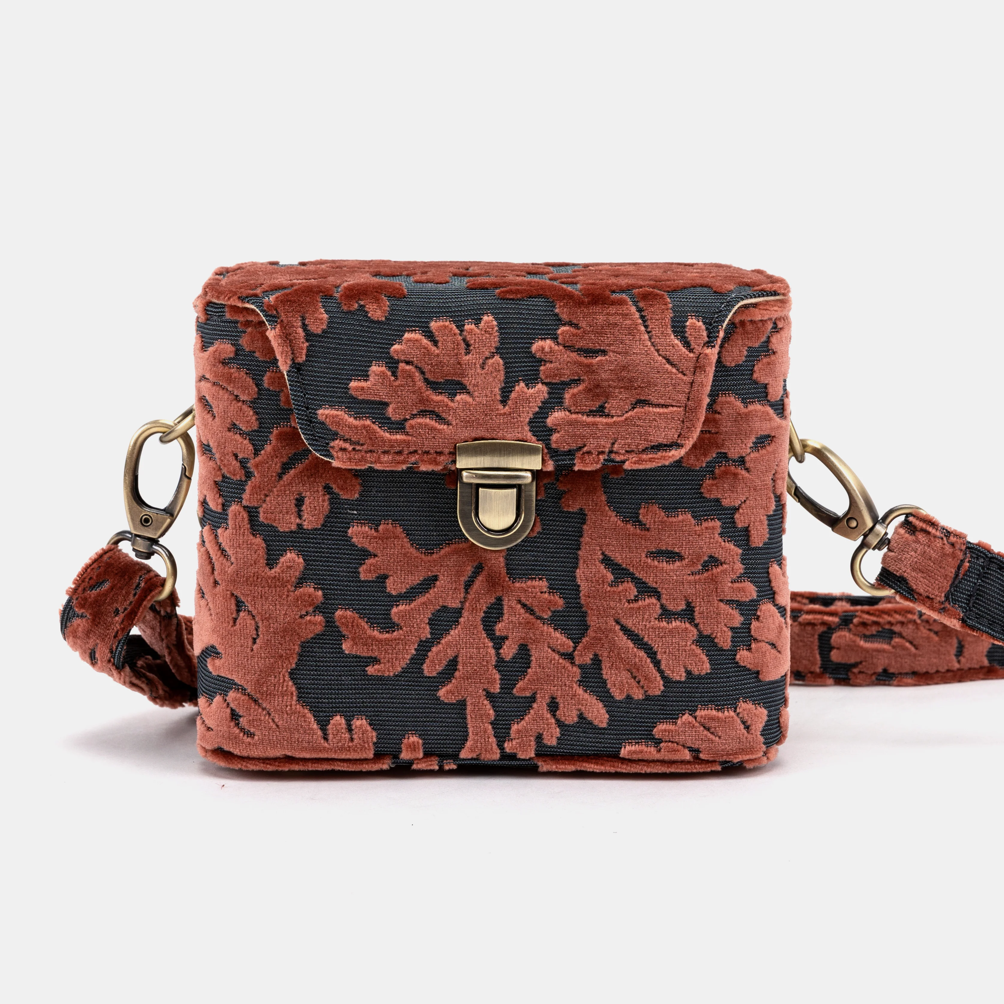 Burnout Velvet St Tropez Scuba Coral Emma Small Train Case Crossbody