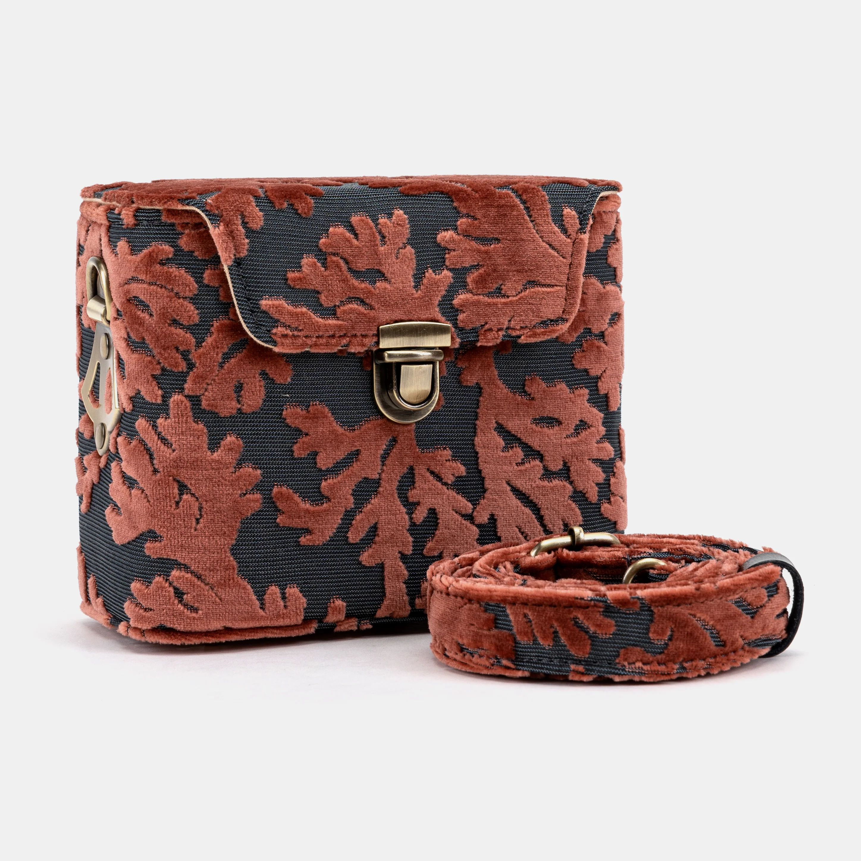 Burnout Velvet St Tropez Scuba Coral Emma Small Train Case Crossbody - Image 2