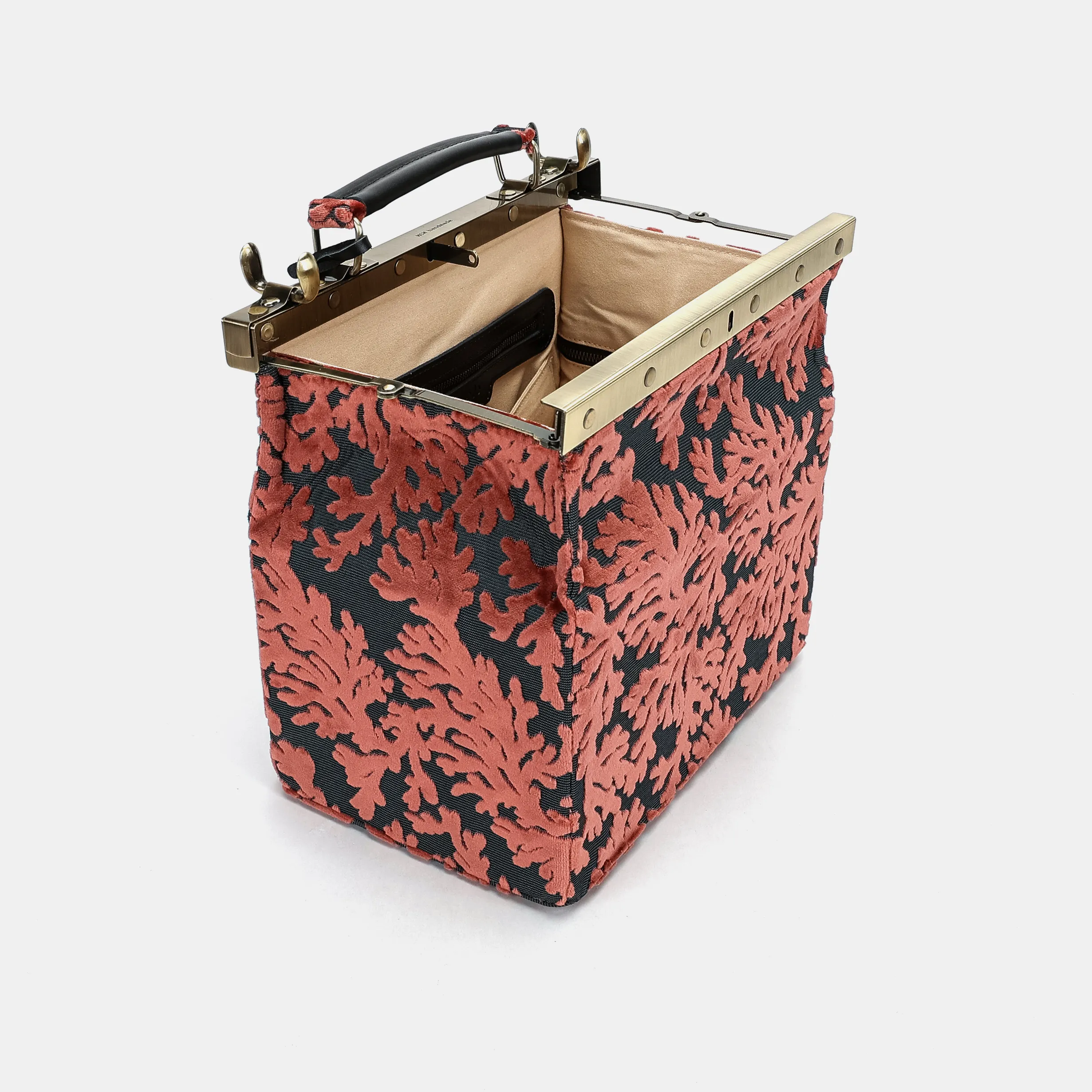 Burnout Velvet St Tropez Scuba Coral Vivienne Carpet Purse Gladstone Bag - Image 9
