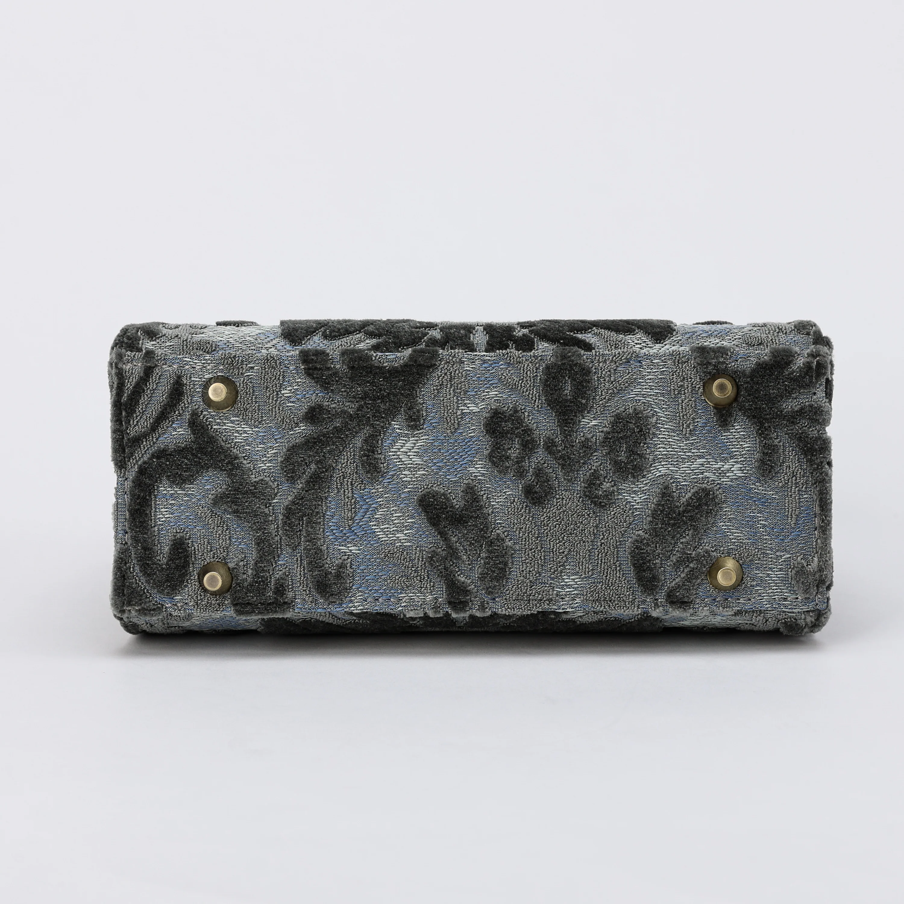 Burnout Velvet Steel Blue Flap Satchel - Image 7