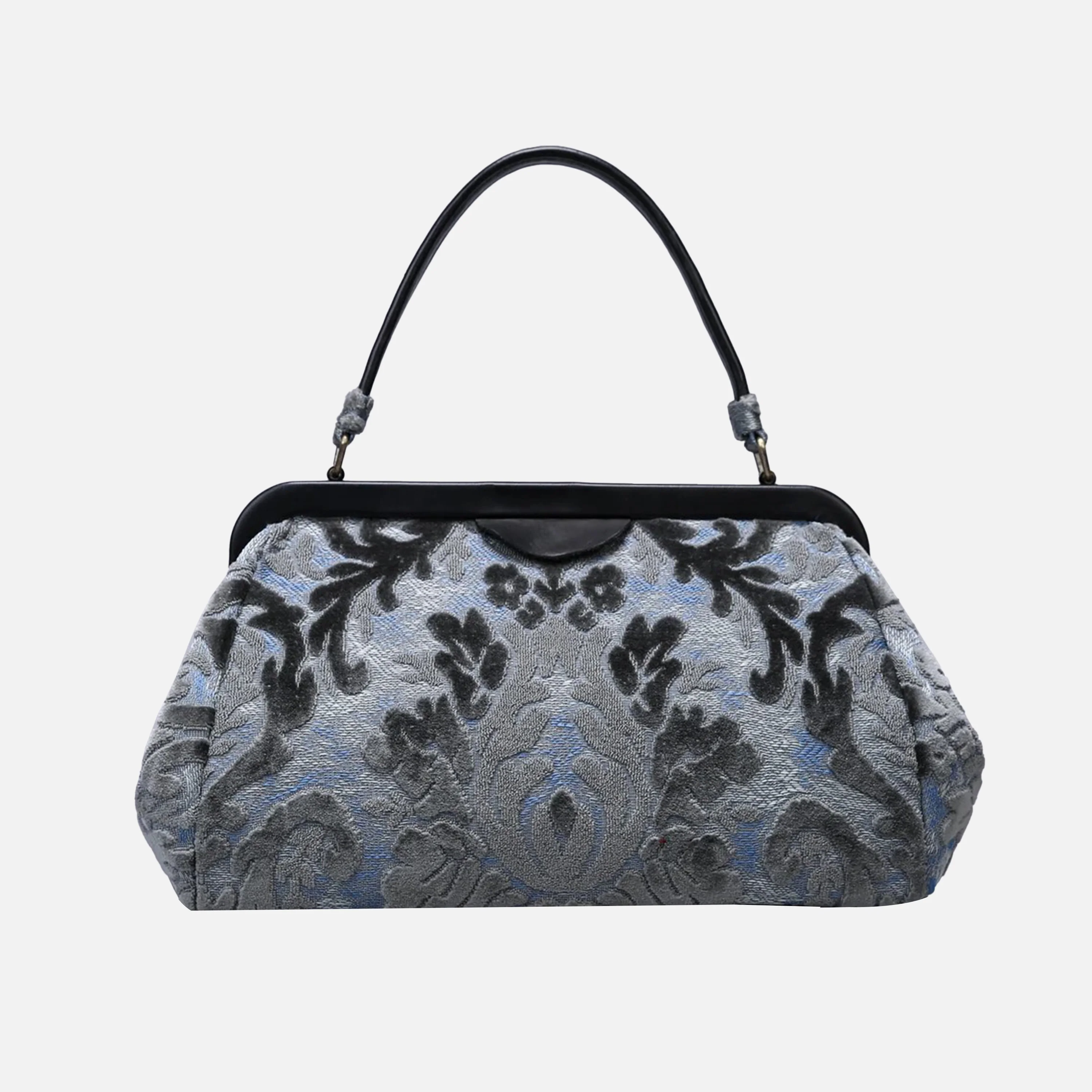 Burnout Velvet Steel Blue Top Handle Purse