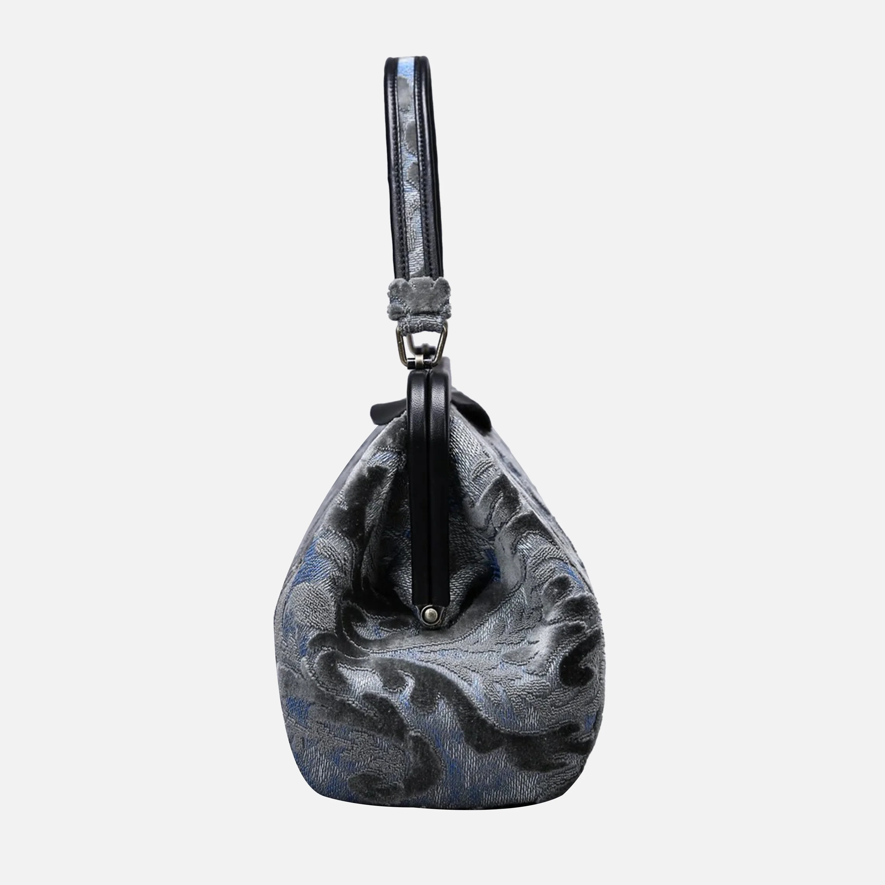 Burnout Velvet Steel Blue Top Handle Purse - Image 3