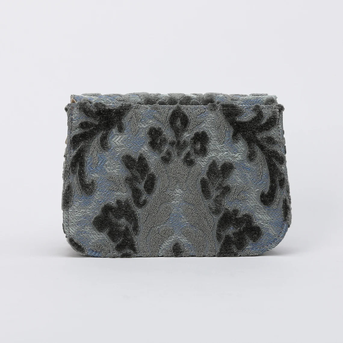 Burnout Velvet Steel Blue Flap Crossbody Bag - Image 6