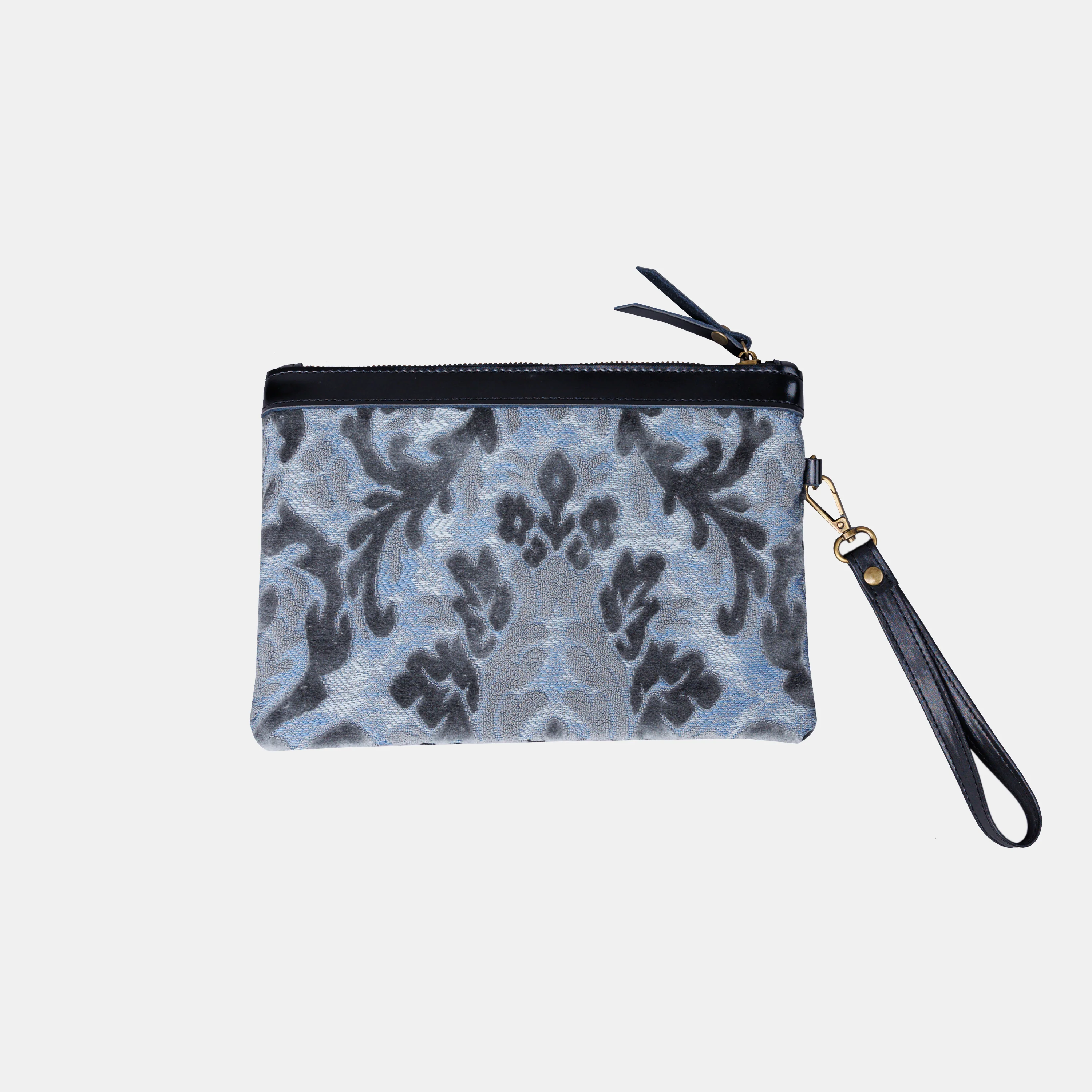 Burnout Velvet Steel Blue Wristlet Clutch - Image 3