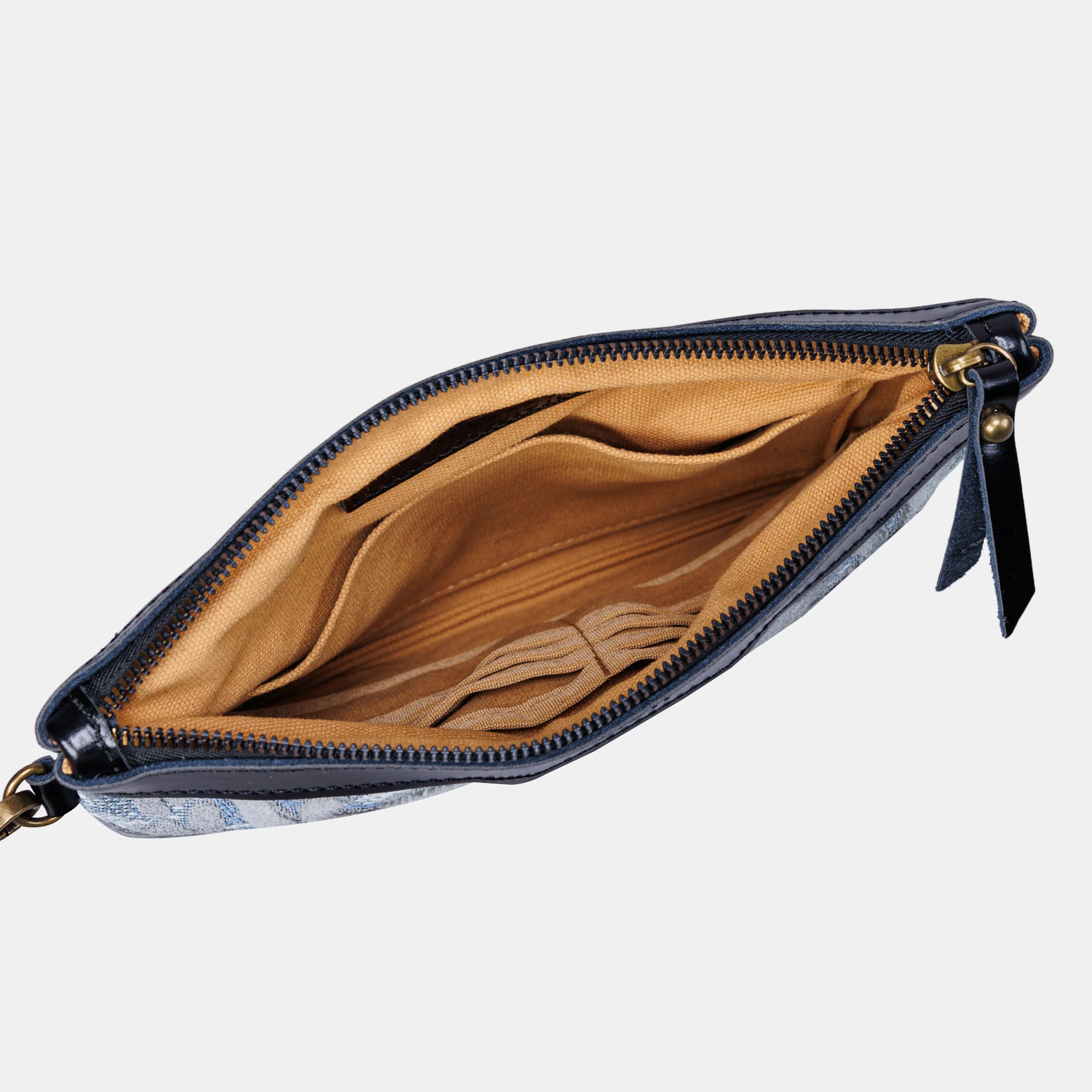 Burnout Velvet Steel Blue Wristlet Clutch - Image 6