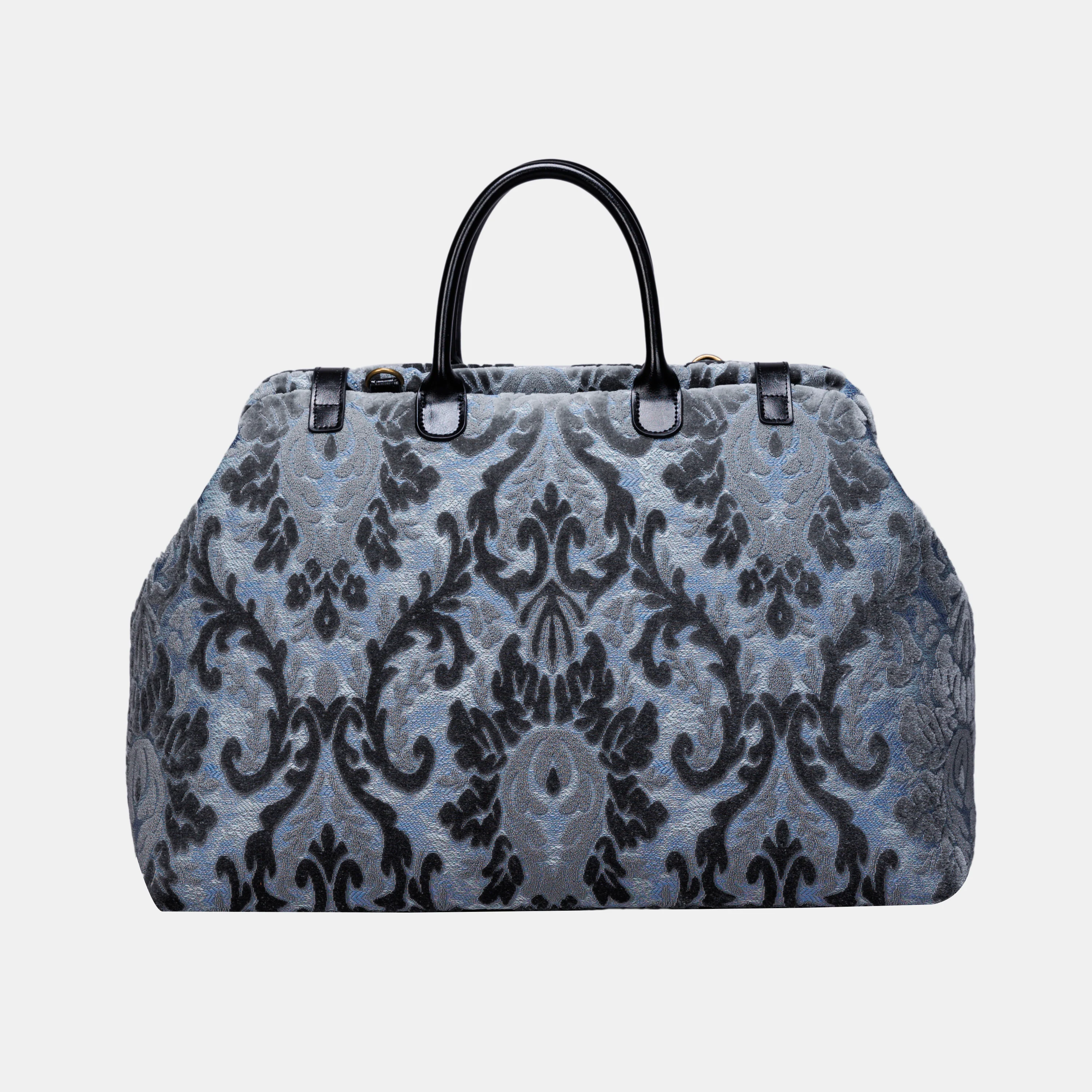 Burnout Velvet Steel Blue Large Carpetbag - Image 4