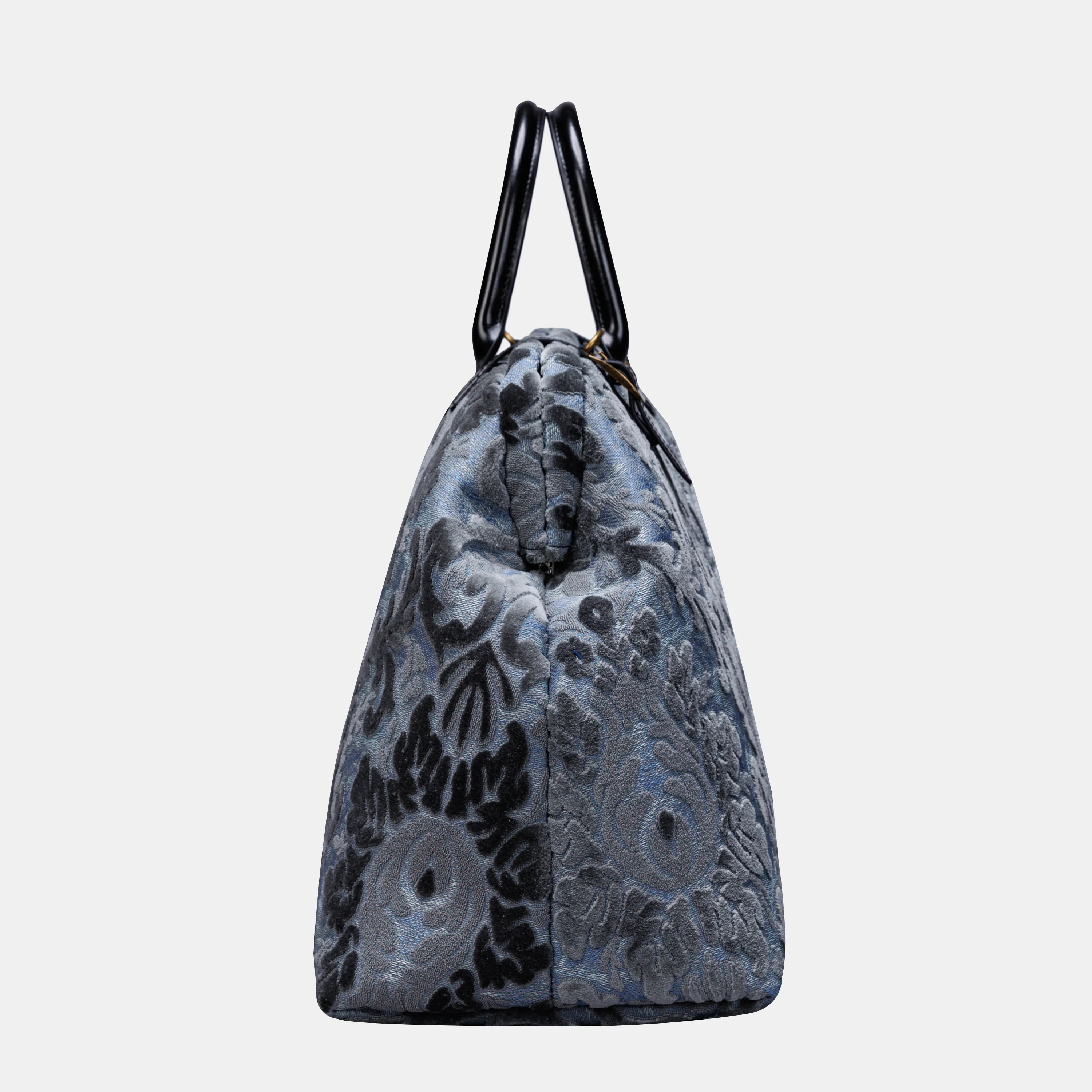 Burnout Velvet Steel Blue Large Carpetbag - Image 6
