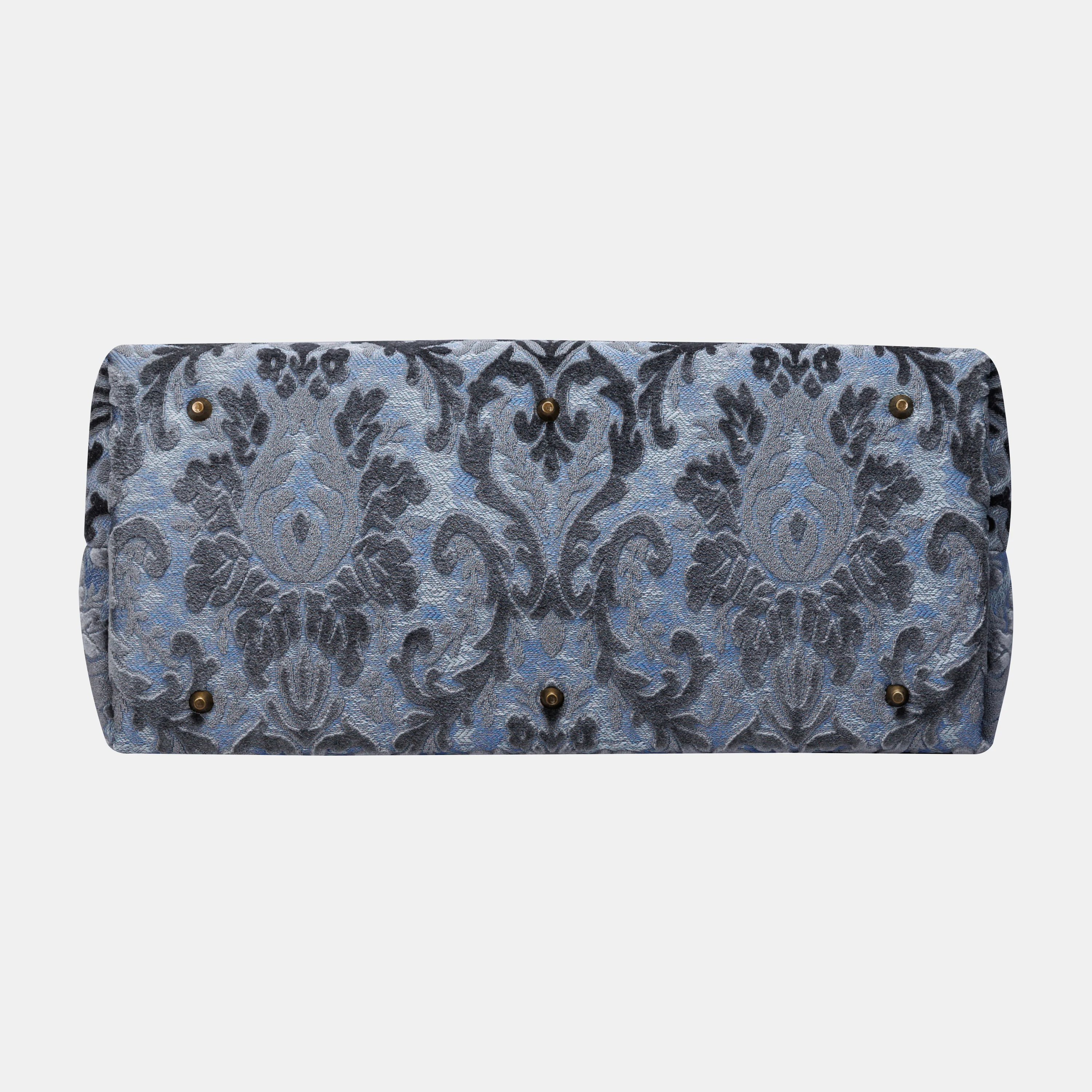 Burnout Velvet Steel Blue Large Carpetbag - Image 7