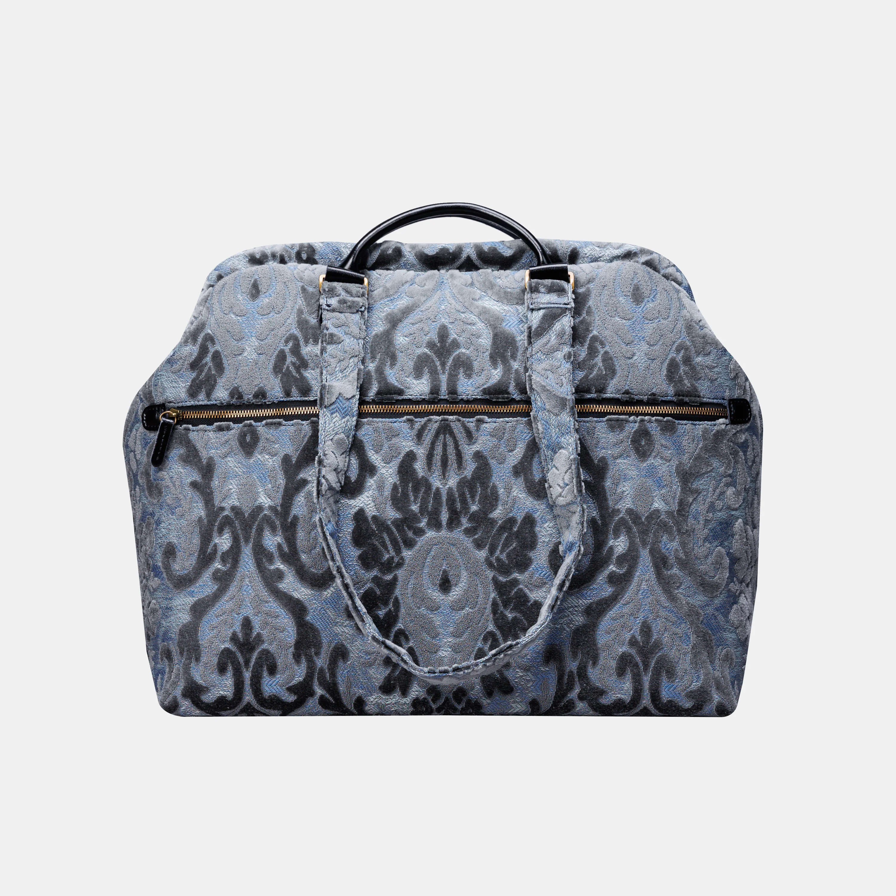 Burnout Velvet Steel Blue Knitting Project Bag - Image 3