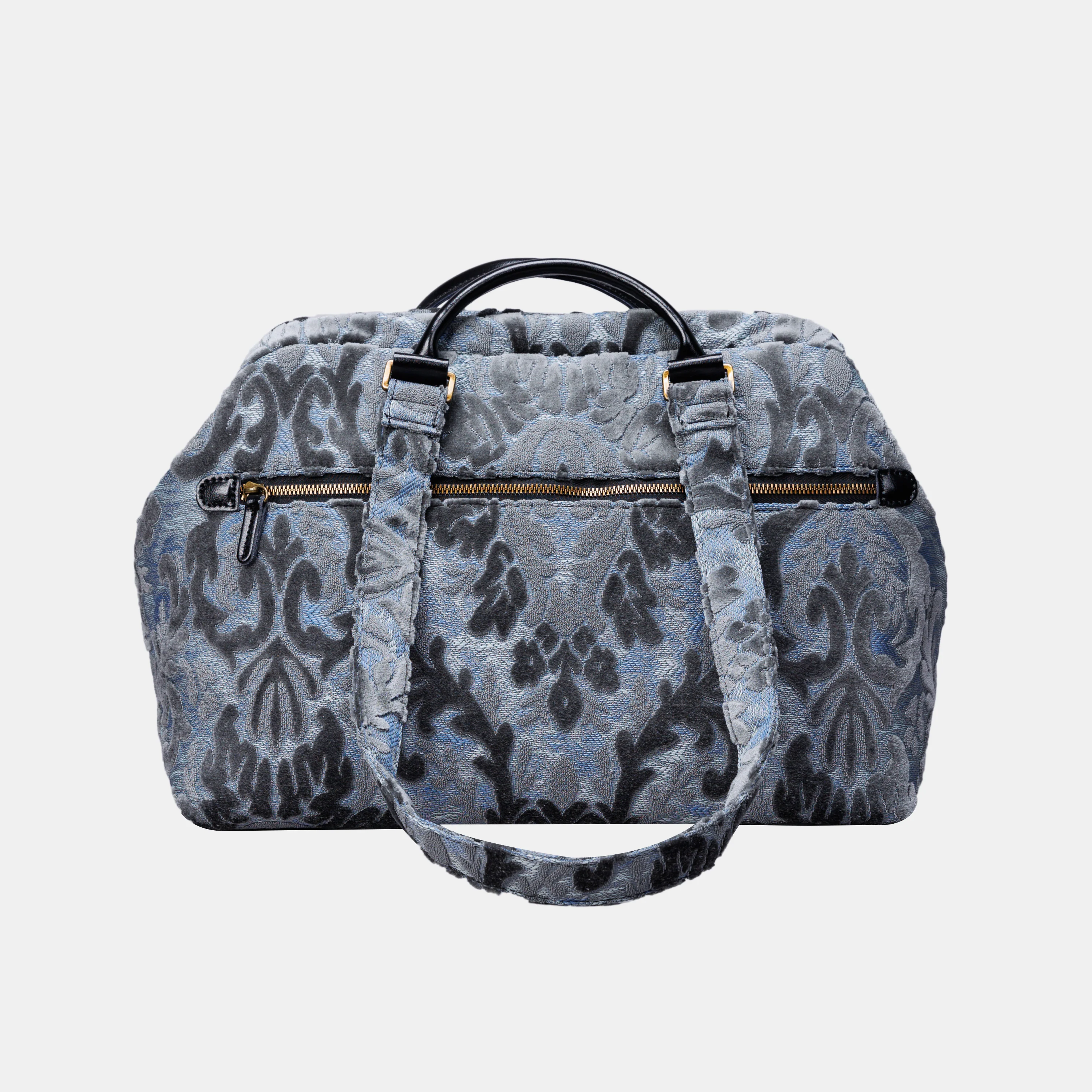 Burnout Velvet Steel Blue Knitting Project Bag - Image 8