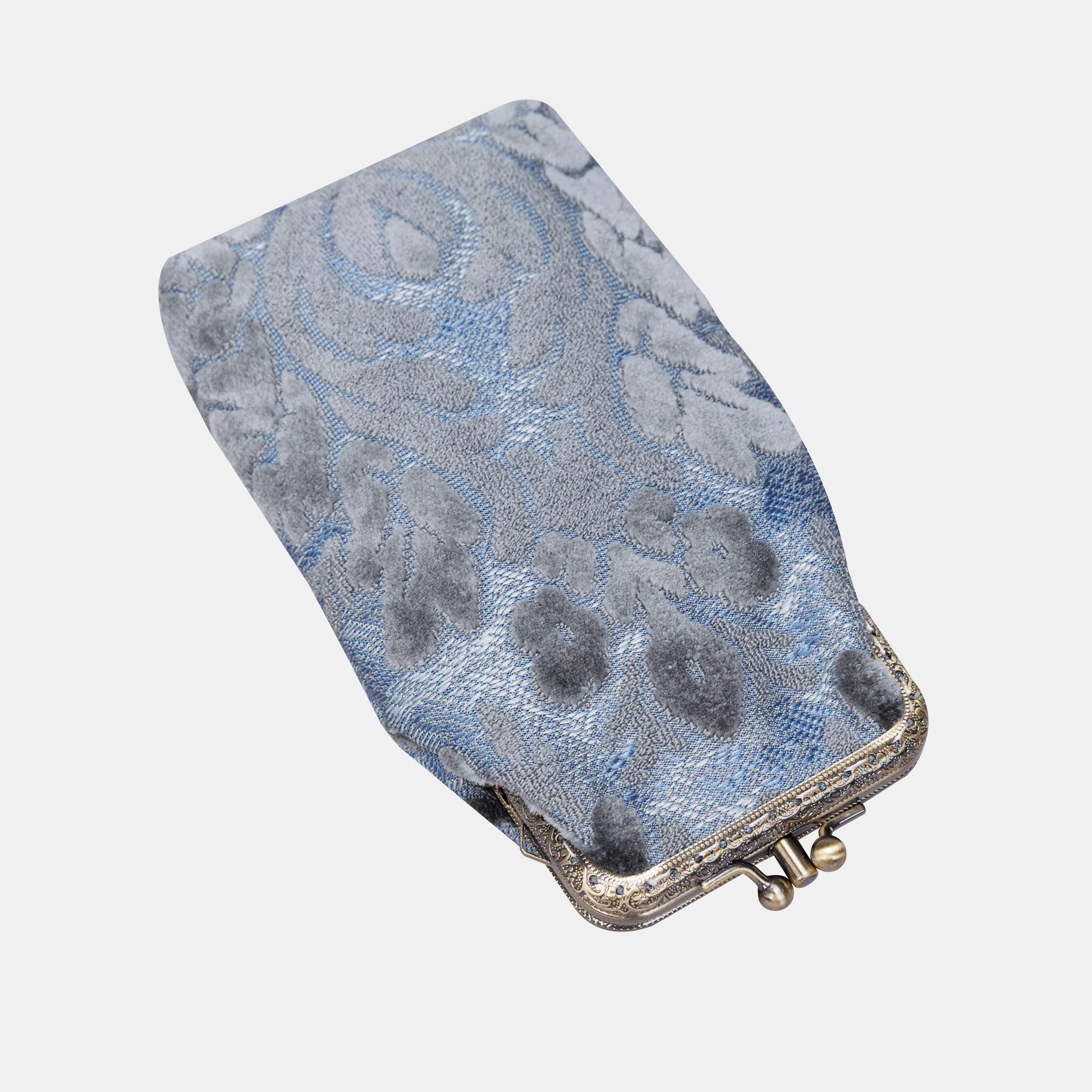 Burnout Velvet Steel Blue Carpet Eyeglasses Case